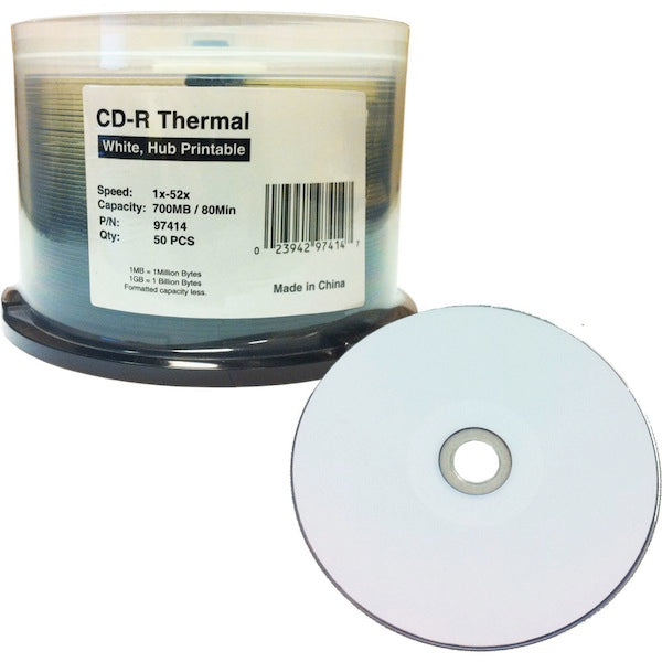 SmartDisc 52x CD-R - White Hub, Thermal Printable, 700 MB, 250 per case