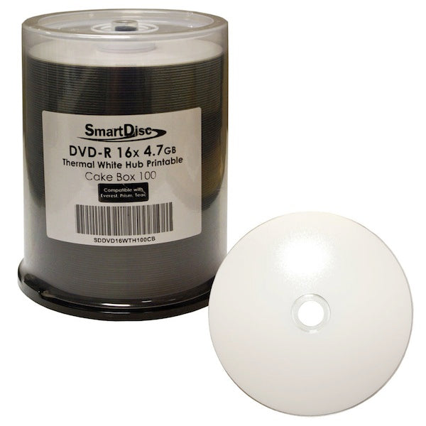 SmartDisc 16x DVD-R White Hub, Thermal Printable, 4.7 GB, 600 per case