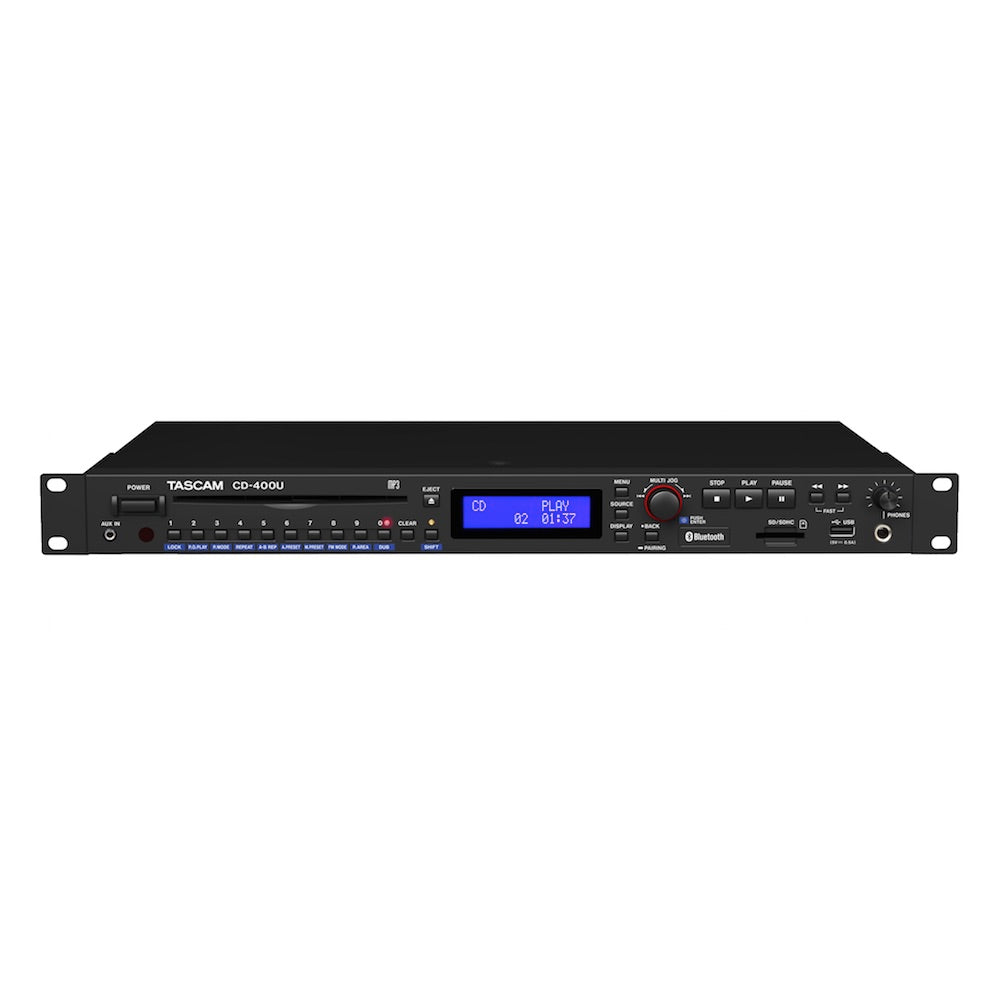 Tascam CD-400U - CD/Media Player with Integrated AM/FM Receiver, front