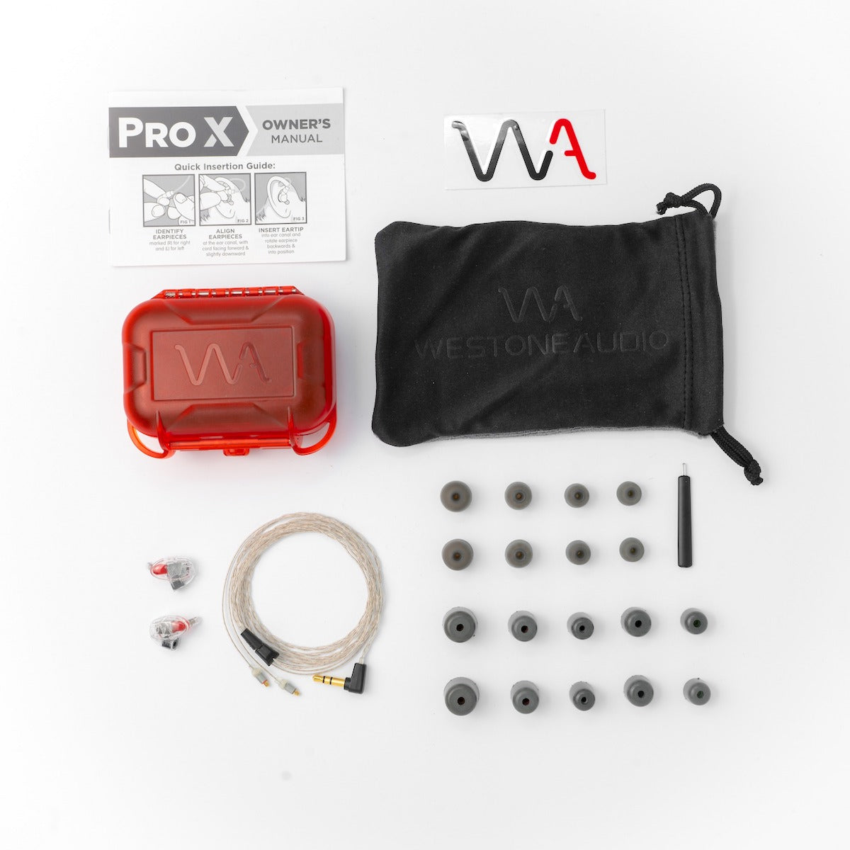 Westone Pro X10 Earphones - Single Driver Musician IEM, included equipment