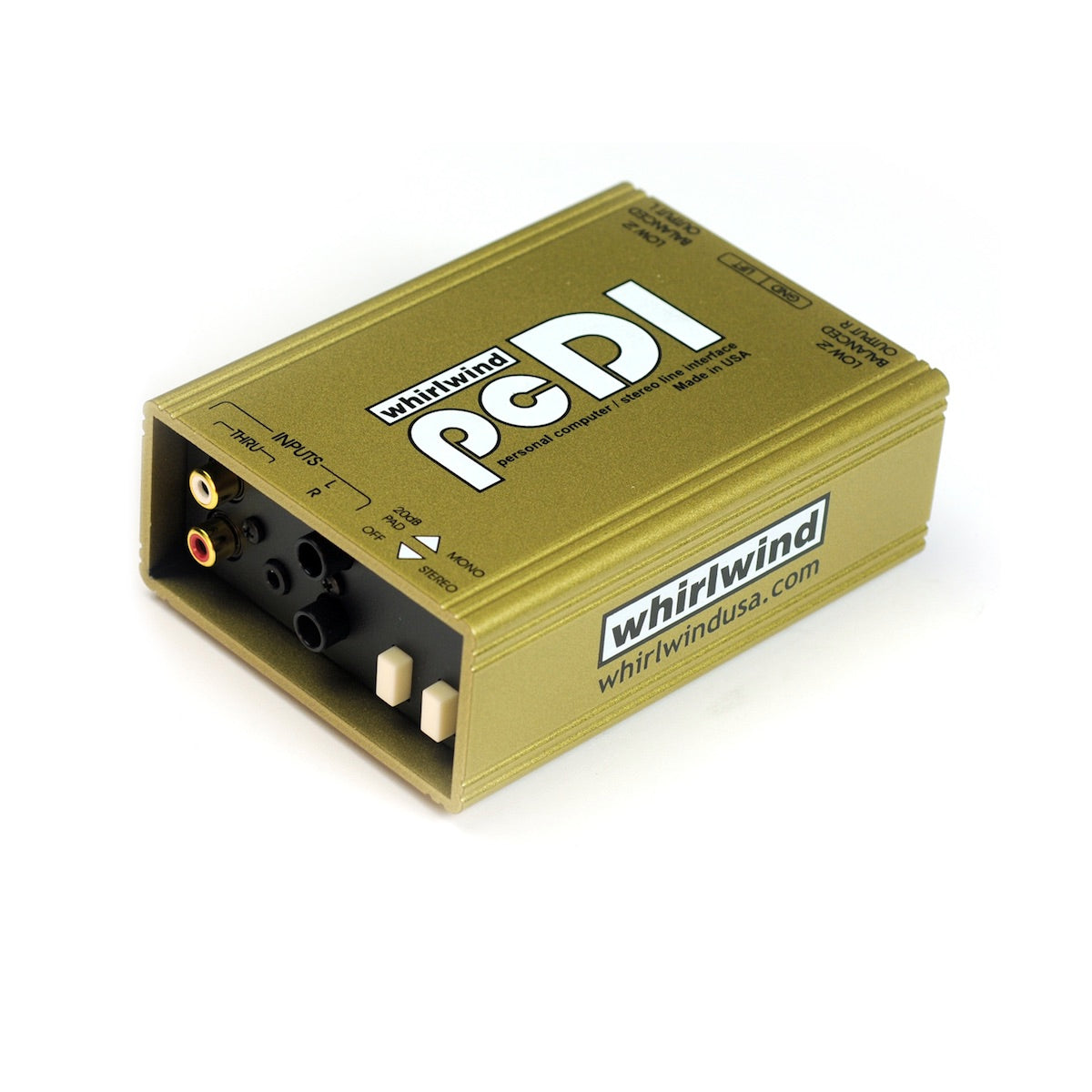 Whirlwind pcDI - Personal Computer/Stereo Line Interface Passive Direct Box, back