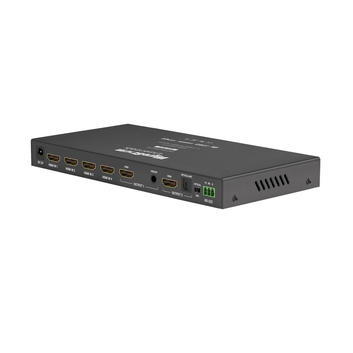 WyreStorm Essentials EXP-MX-0402-H2 - 4K HDR 4×2 HDMI Matrix Switcher, rear angle