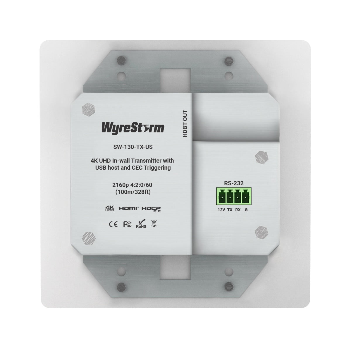 WyreStorm SW-130-TX-US - 4K UHD In-wall HDBaseT Transmitter, 2-gang, rear
