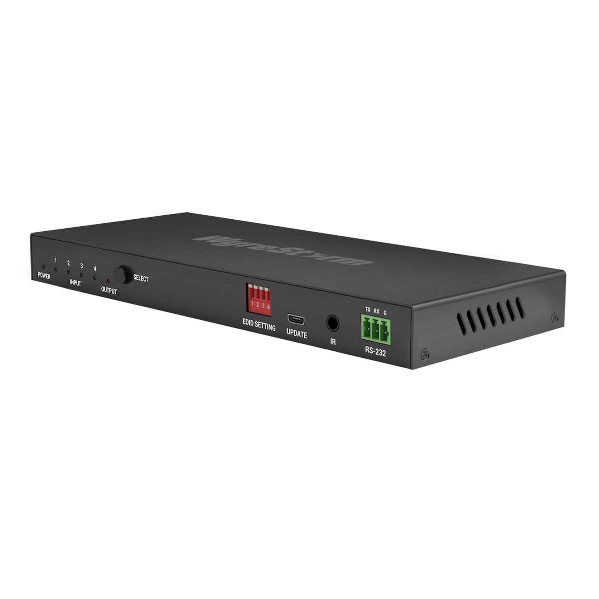WyreStorm Essentials EXP-SW-0401-8K - 8K60 4x1 HDMI Switcher, front angle