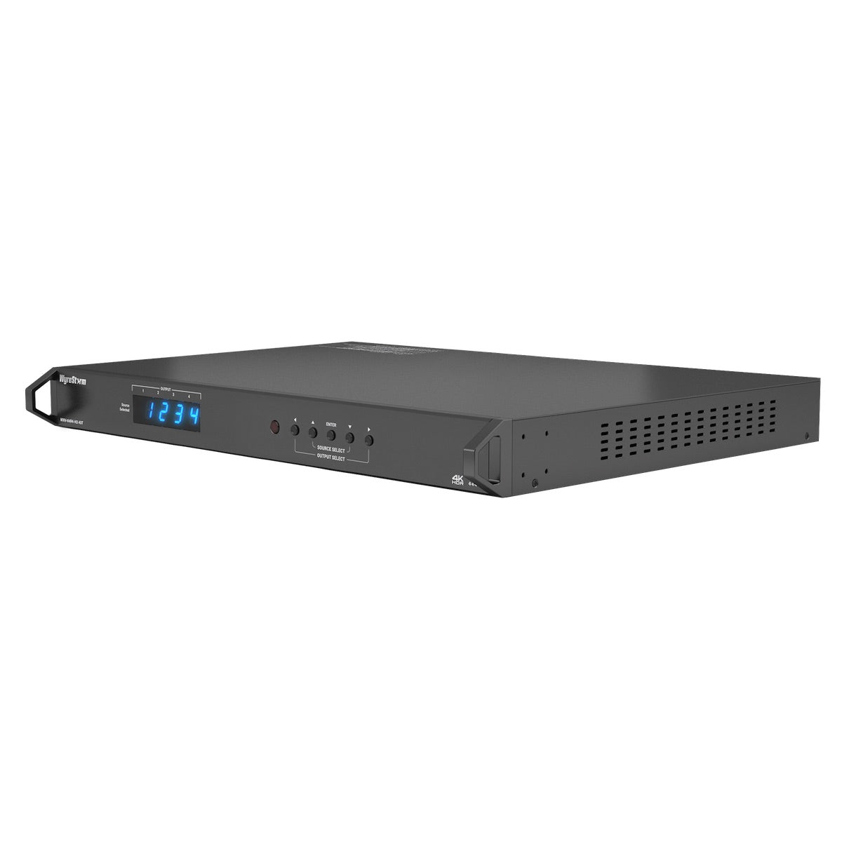 WyreStorm MXV-0404-H2A-KIT, matrix switcher front angle