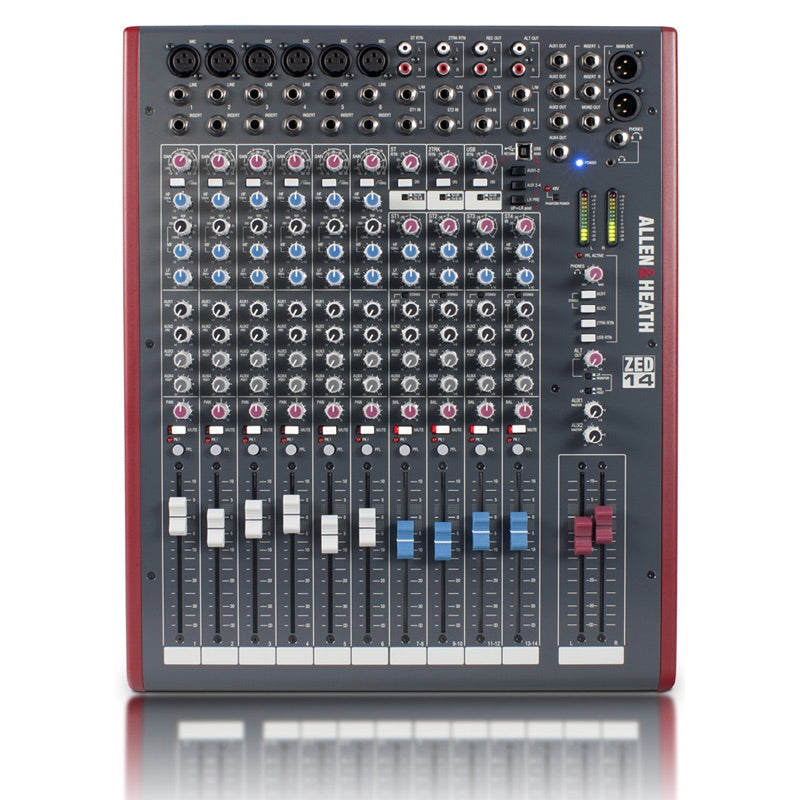 Allen & Heath ZED-14 14-Channel Analog USB Mixer, top
