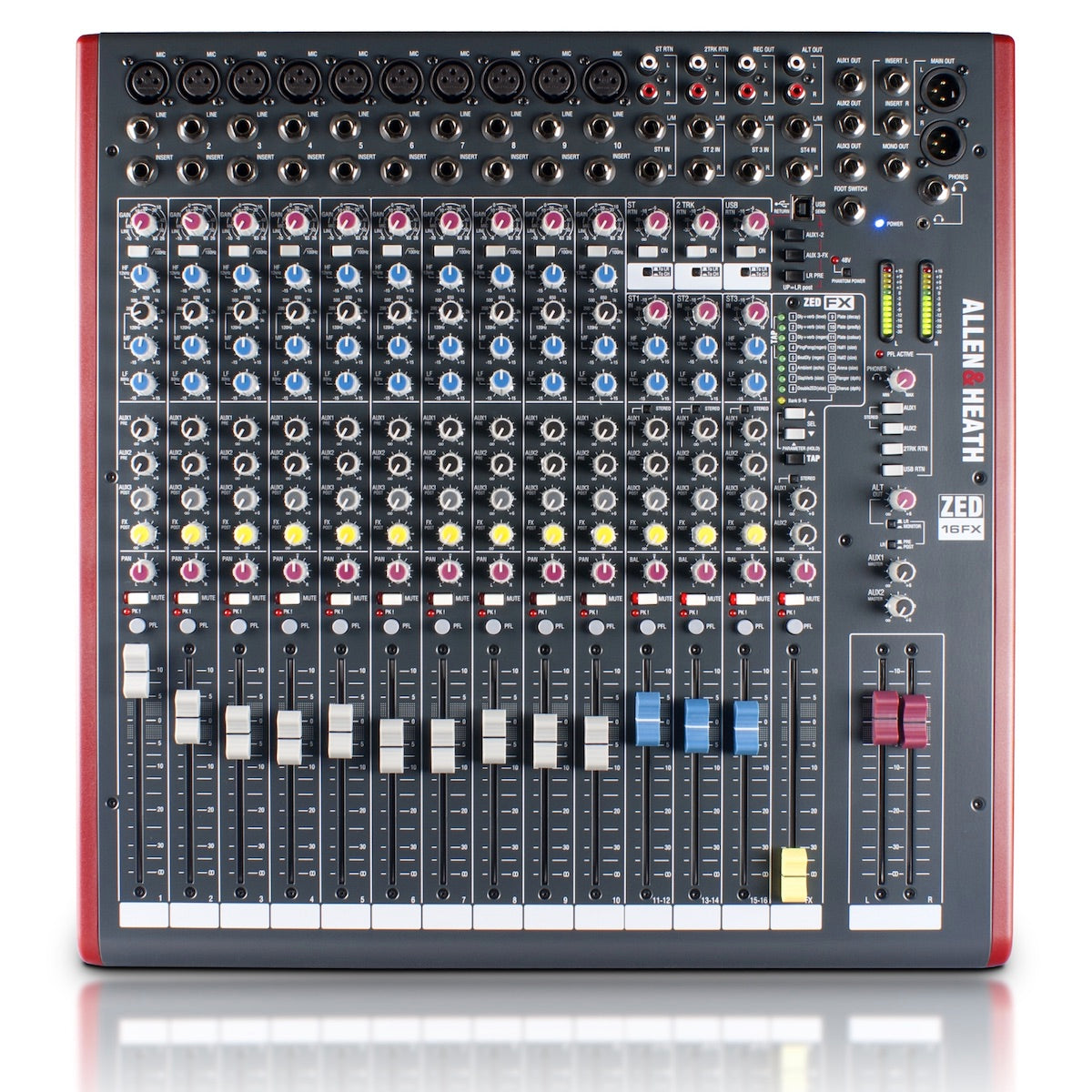 Allen & Heath ZED-16FX 16-Channel Analog USB Mixer with Effects, top