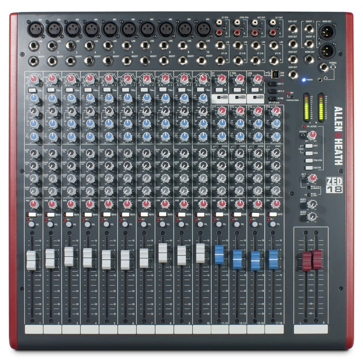 Allen & Heath ZED-18 18-Channel Analog USB Mixer, top