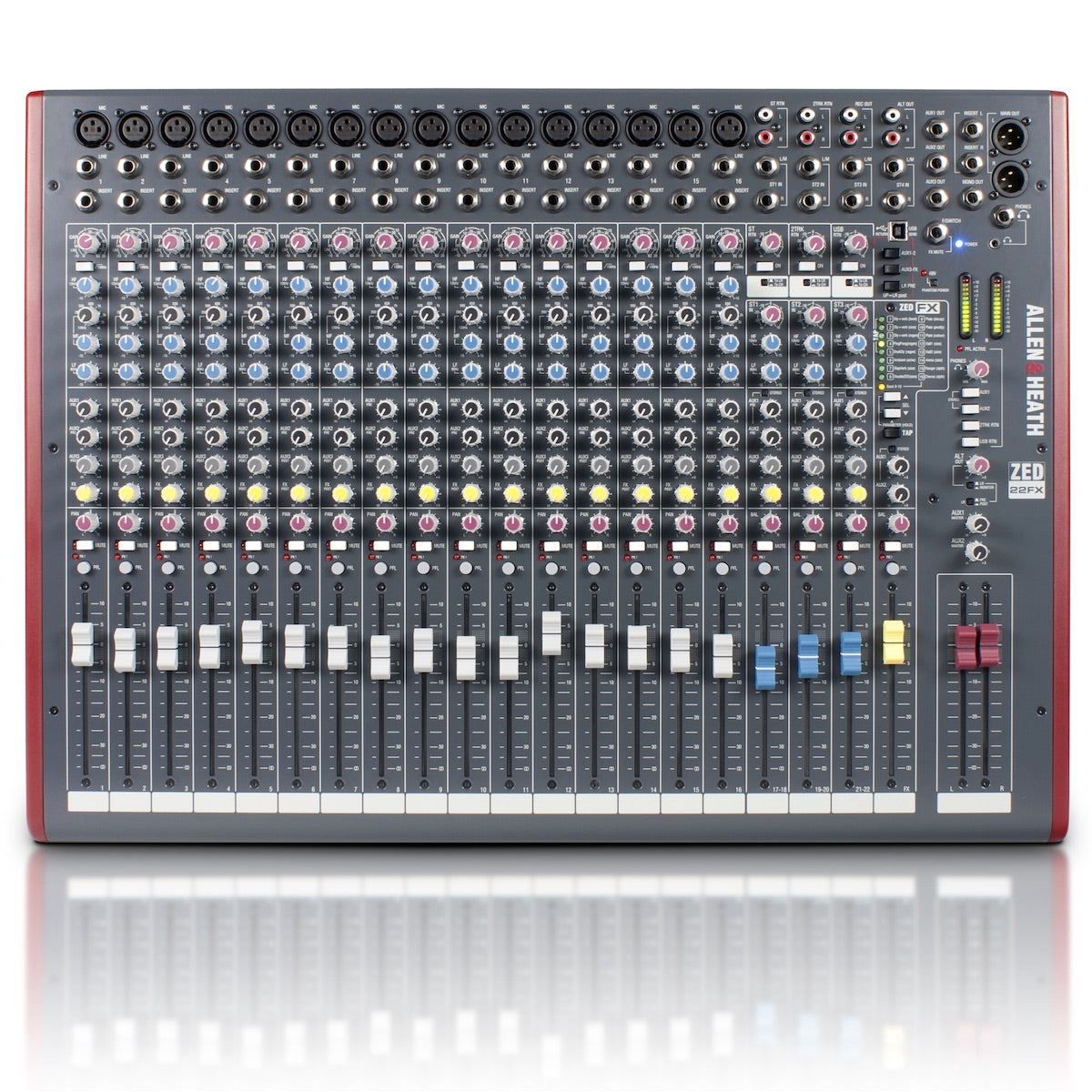 Allen & Heath ZED-22FX 22-Channel Analog USB Mixer with Effects, top