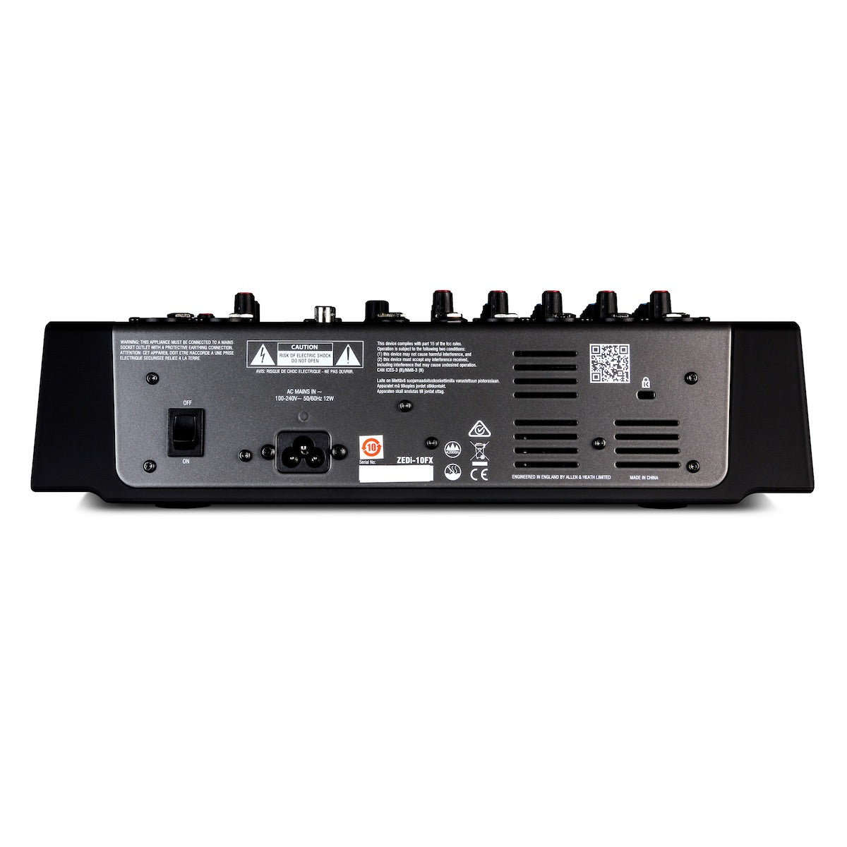 Allen & Heath ZEDi-10FX - 10-channel Analog Mixer with USB Audio and Effects, rear