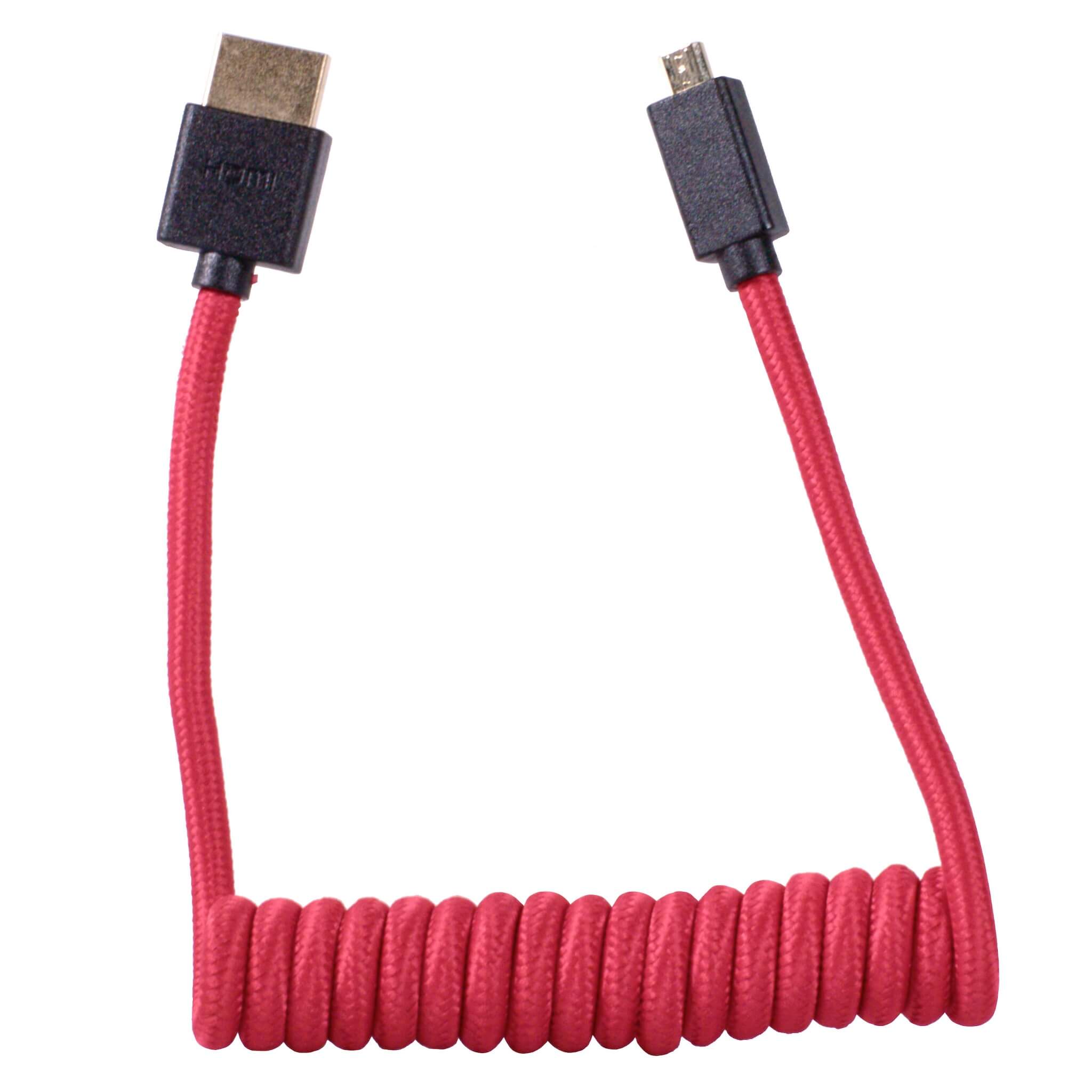 1SourceVideo - Coiled Micro HDMI to Full HDMI Cable, 12-24-inch
