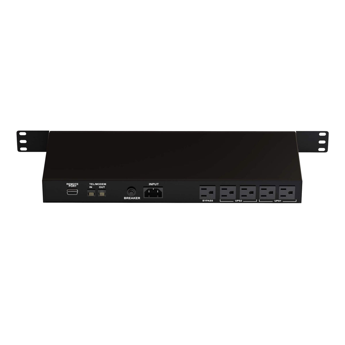 LynTec KIN-1000 - 1U Rackmount Line-Interactive UPS Battery Backup, rear tilted
