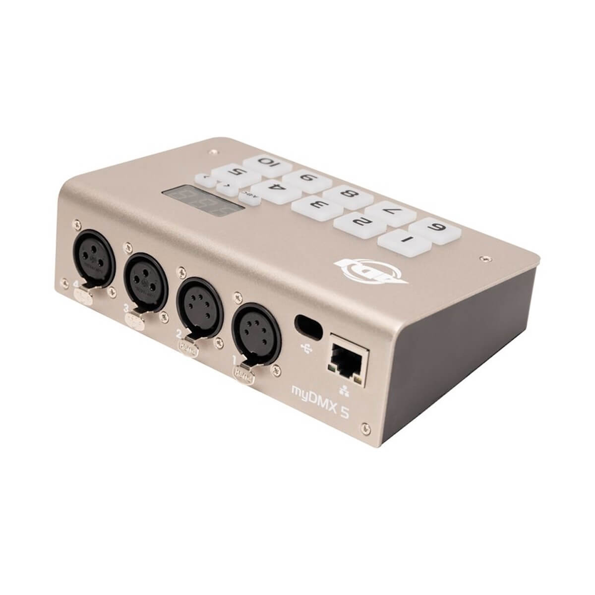 ADJ myDMX 5 - 2 Universe USB-C DMX Interface with App Based Control, angle