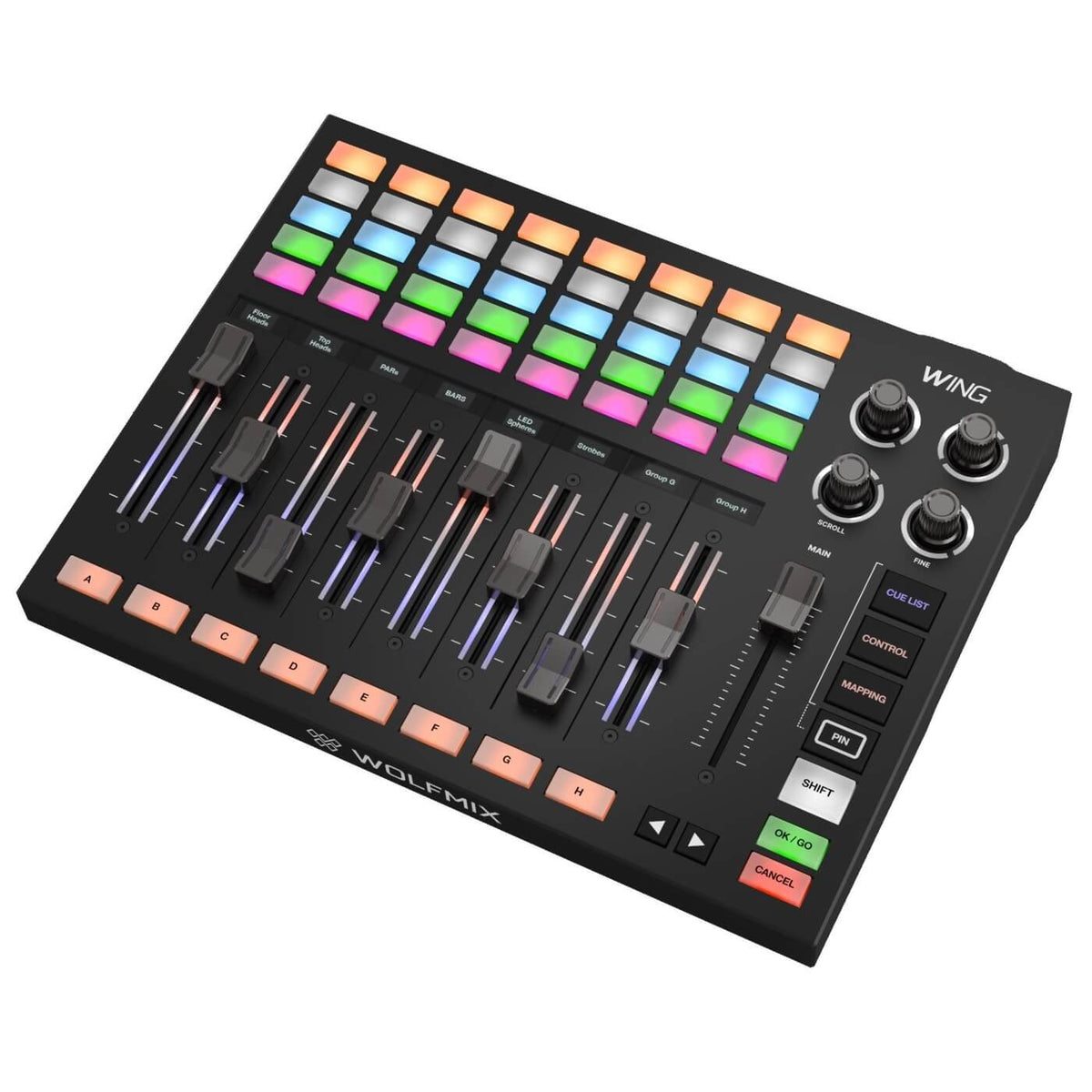 ADJ WMX WING - Control Expansion with 8 Motorized Faders for WMX1, angled left