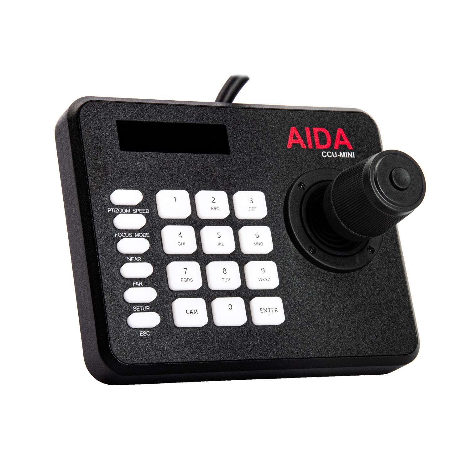 AIDA Imaging CCU-MINI - Compact VISCA Serial and IP PTZ Camera Controller, left angle