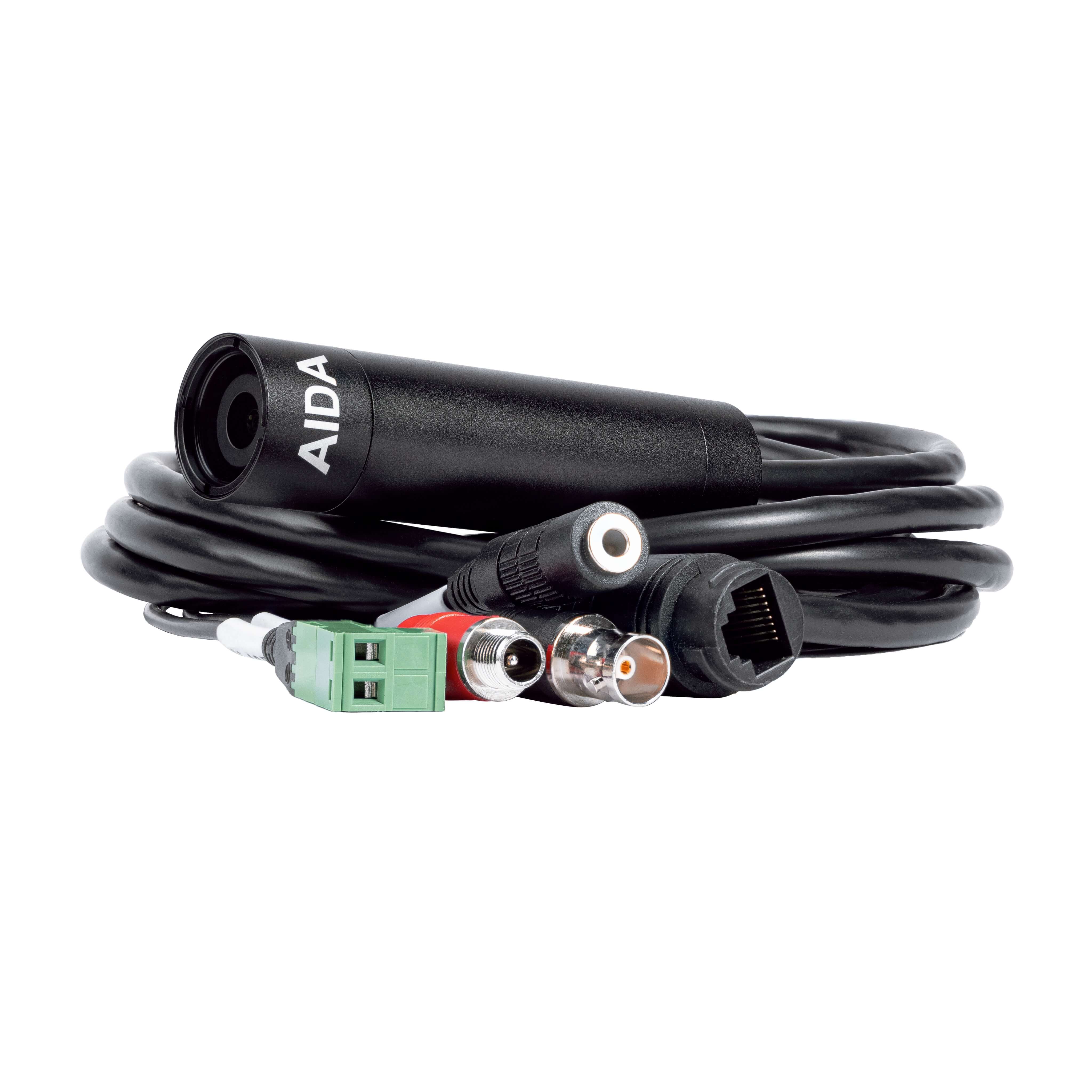 Aida HD3G-IPC-MINI - 1080p HD 3G-SDI POV Camera with M12 Mount, cables