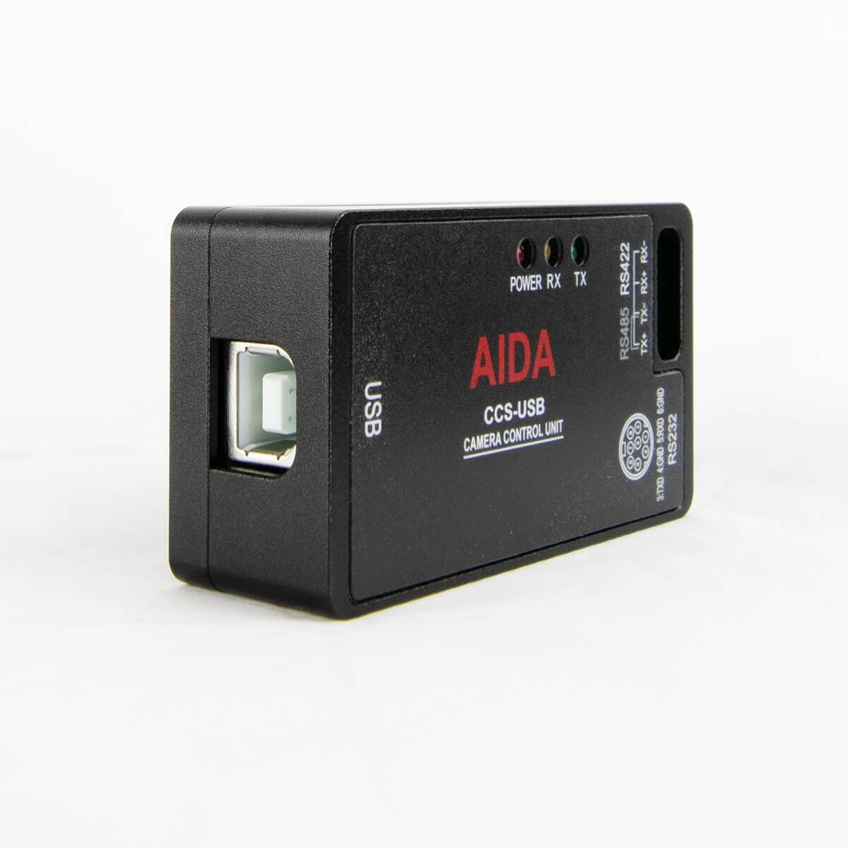 AIDA Imaging CCS-USB - VISCA Camera Control USB Interface for Mac/PC, angled left