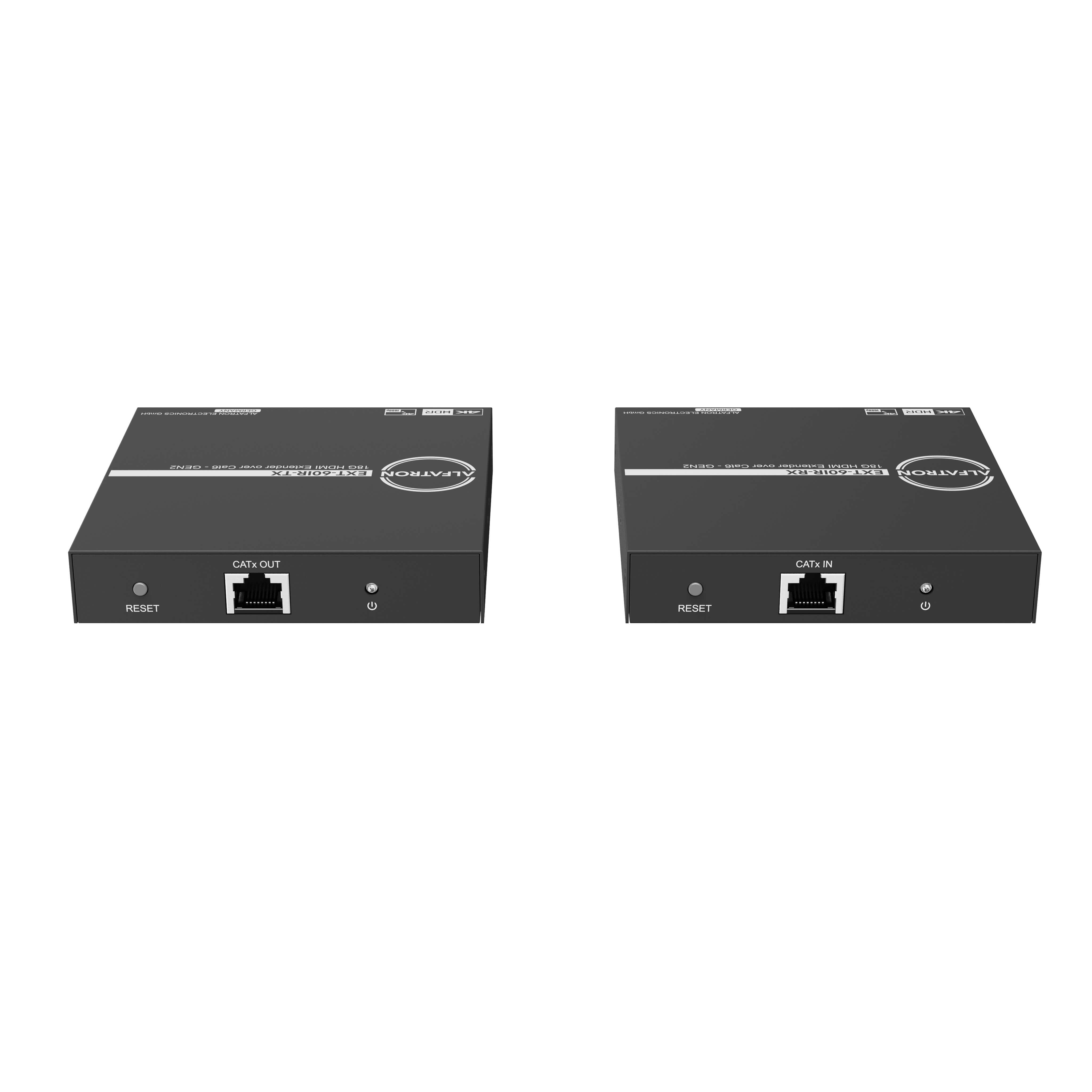 Alfatron EXT60IR-18G (Gen2) - 4K 18Gbps HDMI Extender Set, rear tilt