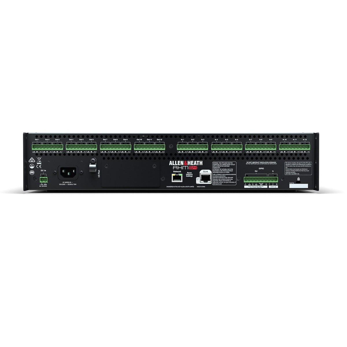 Allen & Heath AHM-64 - 64x64 Audio Matrix Processor, rear