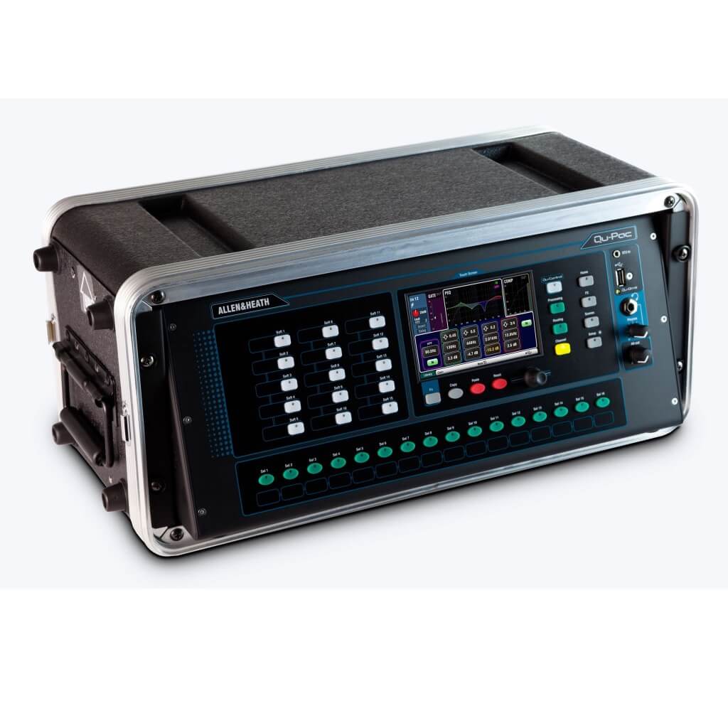 Allen & Heath Qu-Pac - Portable 32-Channel Rackmountable Digital Mixer, shown with optional flight case