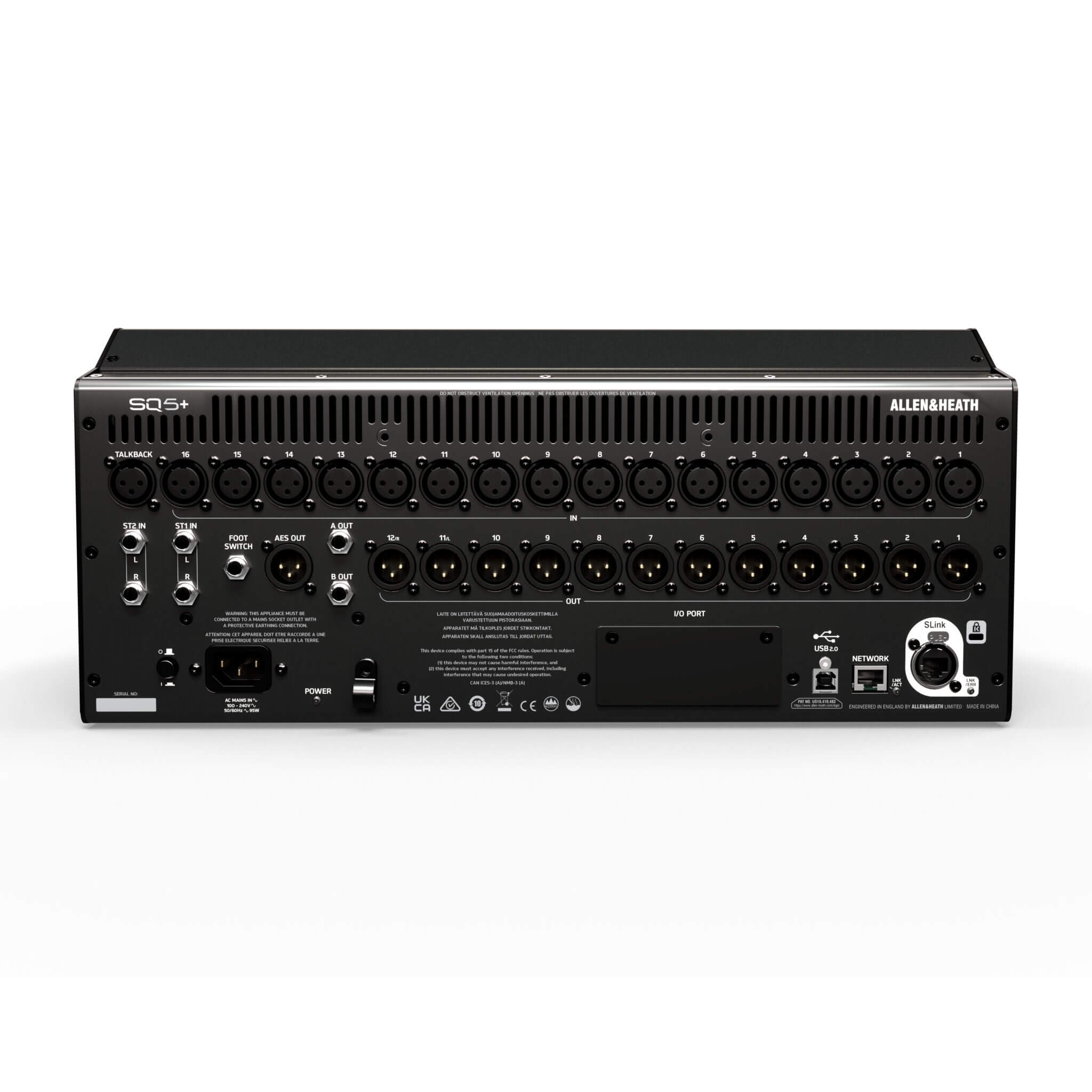 Allen & Heath SQ5+ - 48-ch Digital Mixer with RackUltra FX and 17 Faders, rear
