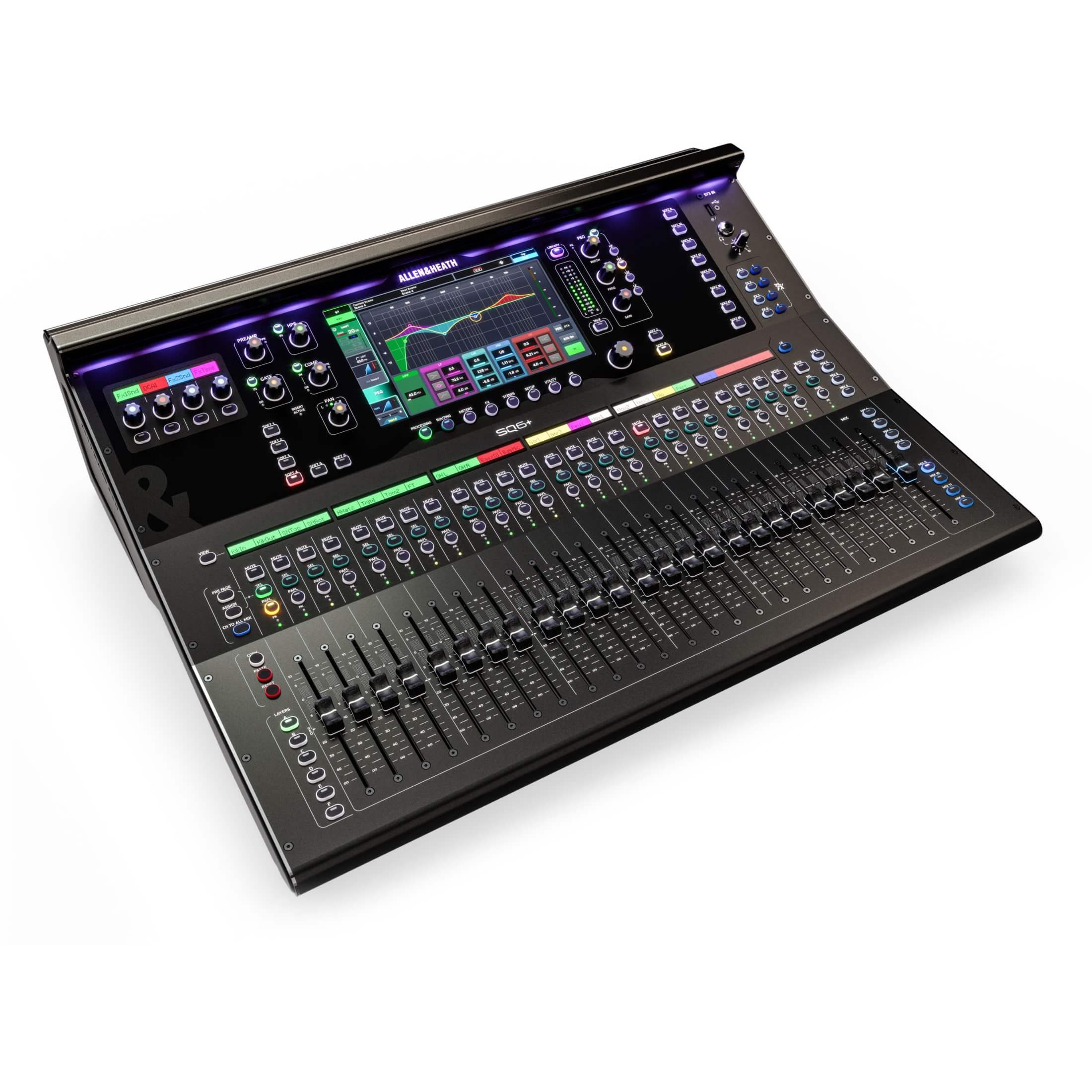 Allen & Heath SQ6+ - 48-ch Digital Mixer with RackUltra FX and 25 Faders, angle left