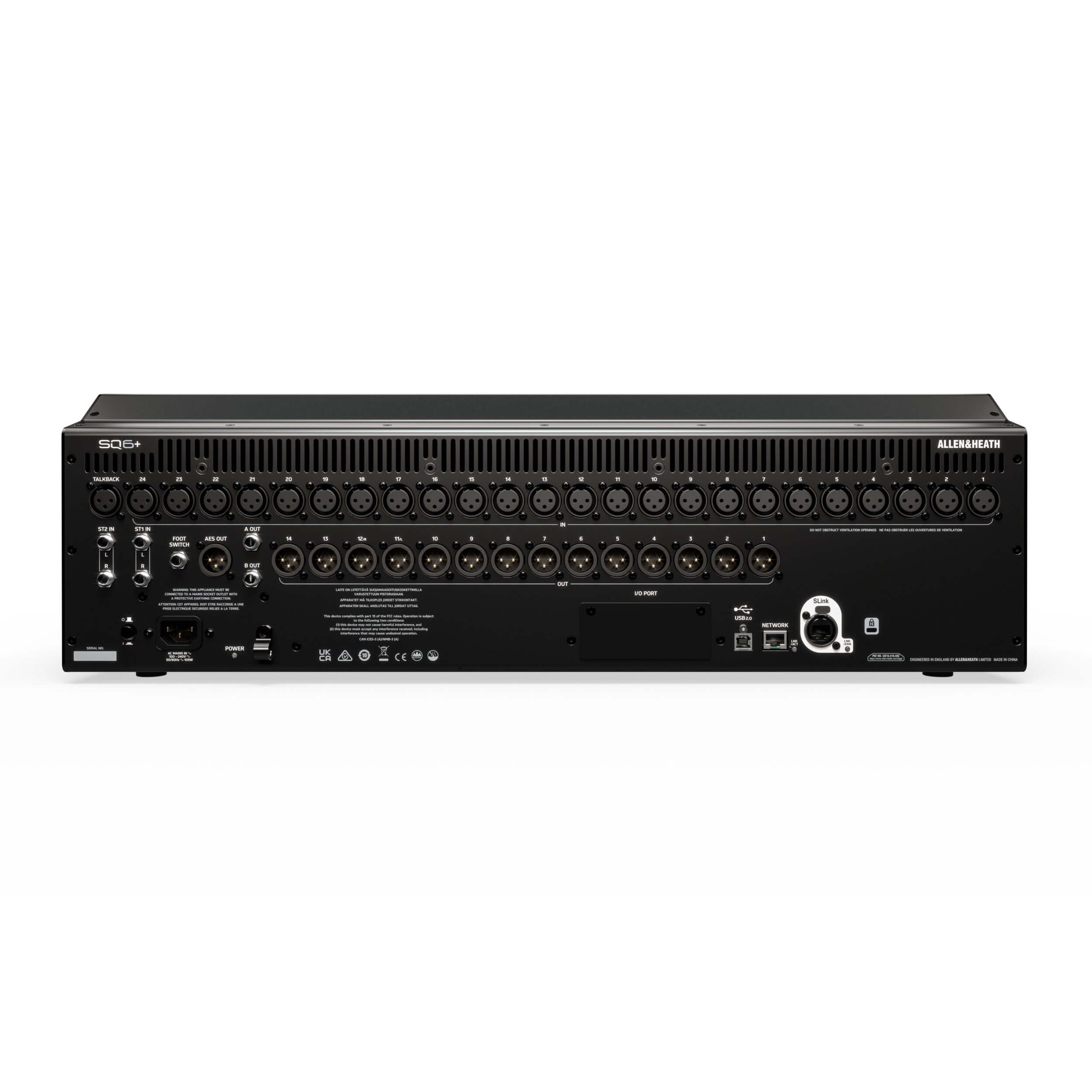 Allen & Heath SQ6+ - 48-ch Digital Mixer with RackUltra FX and 25 Faders, rear