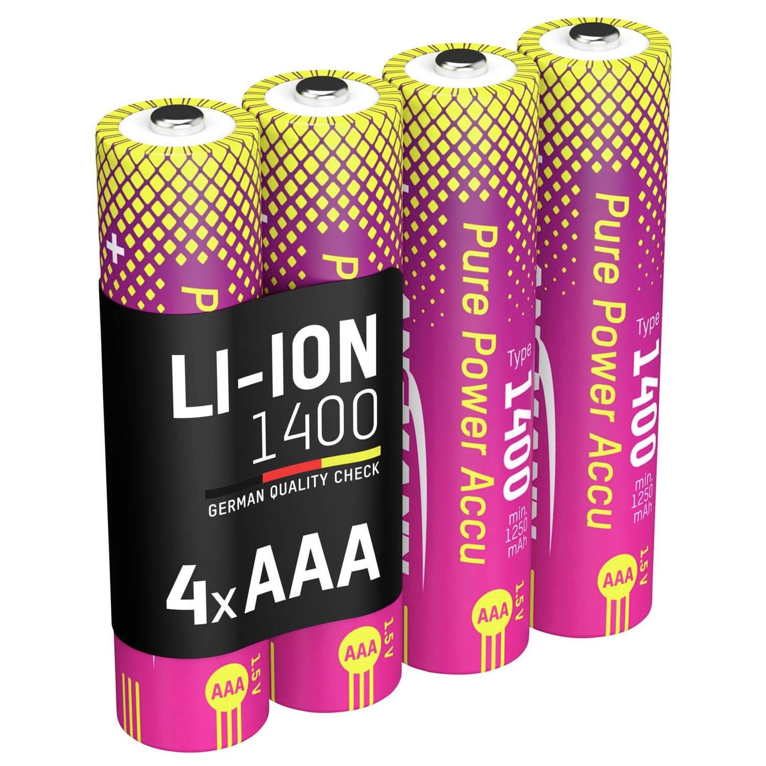 Ansmann Pure Power AAA - Lithium Ion Rechargeable Batteries, angle
