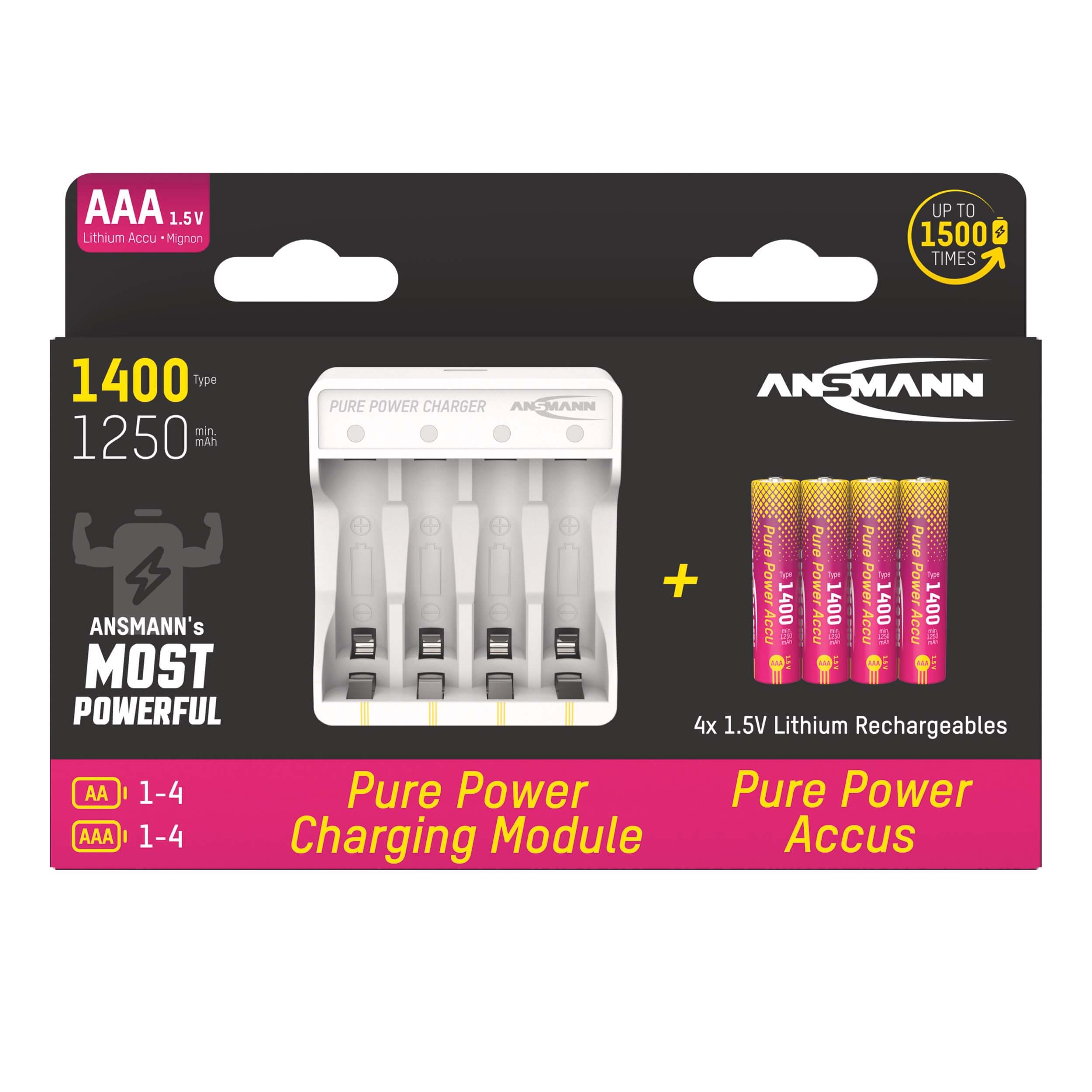 Battery Module Aaa Ansmann Pure Power Charging Module + AAA - Battery Charger, AAA 4-pack