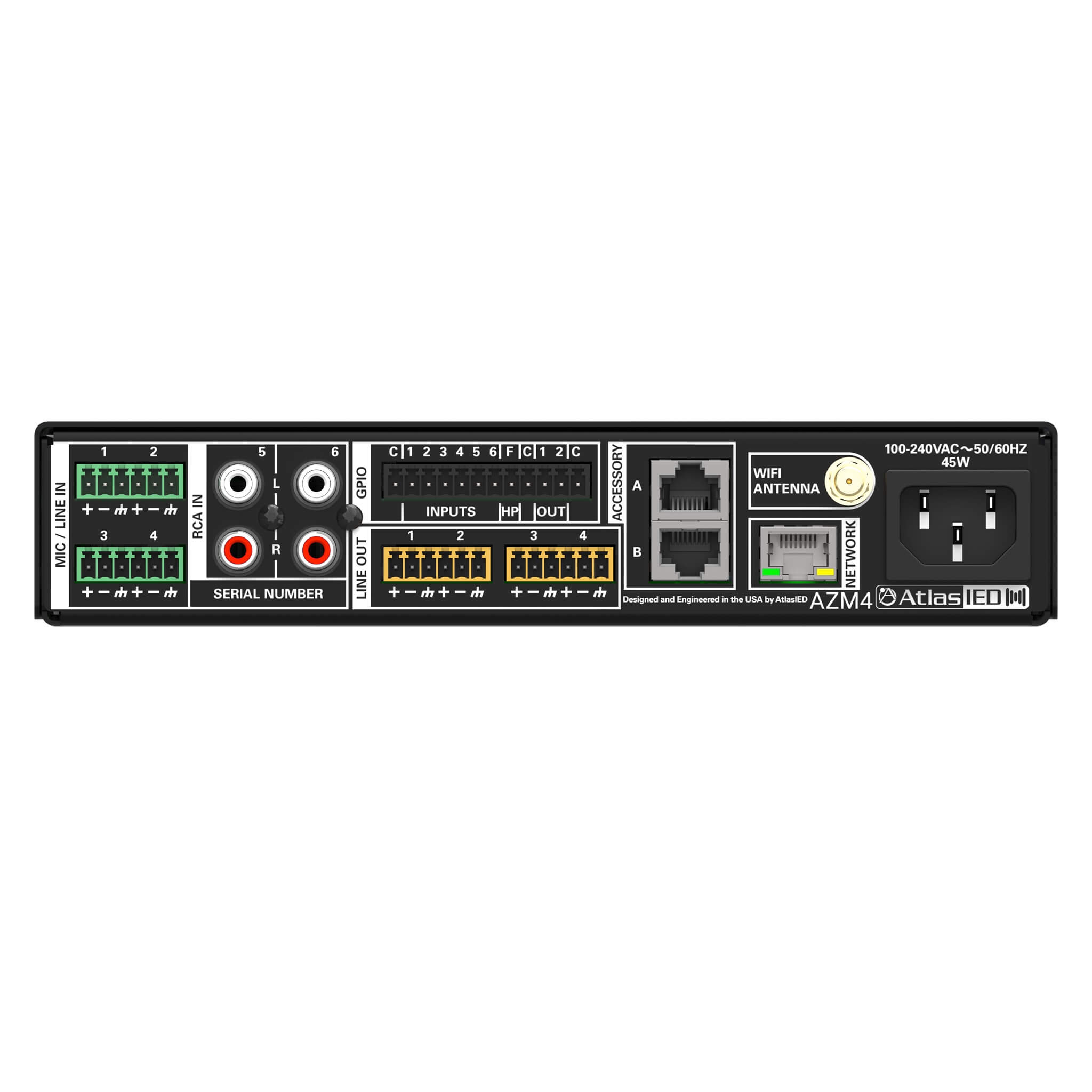 AtlasIED AZM4 - Atmosphere 4-Zone Audio Processor, rear