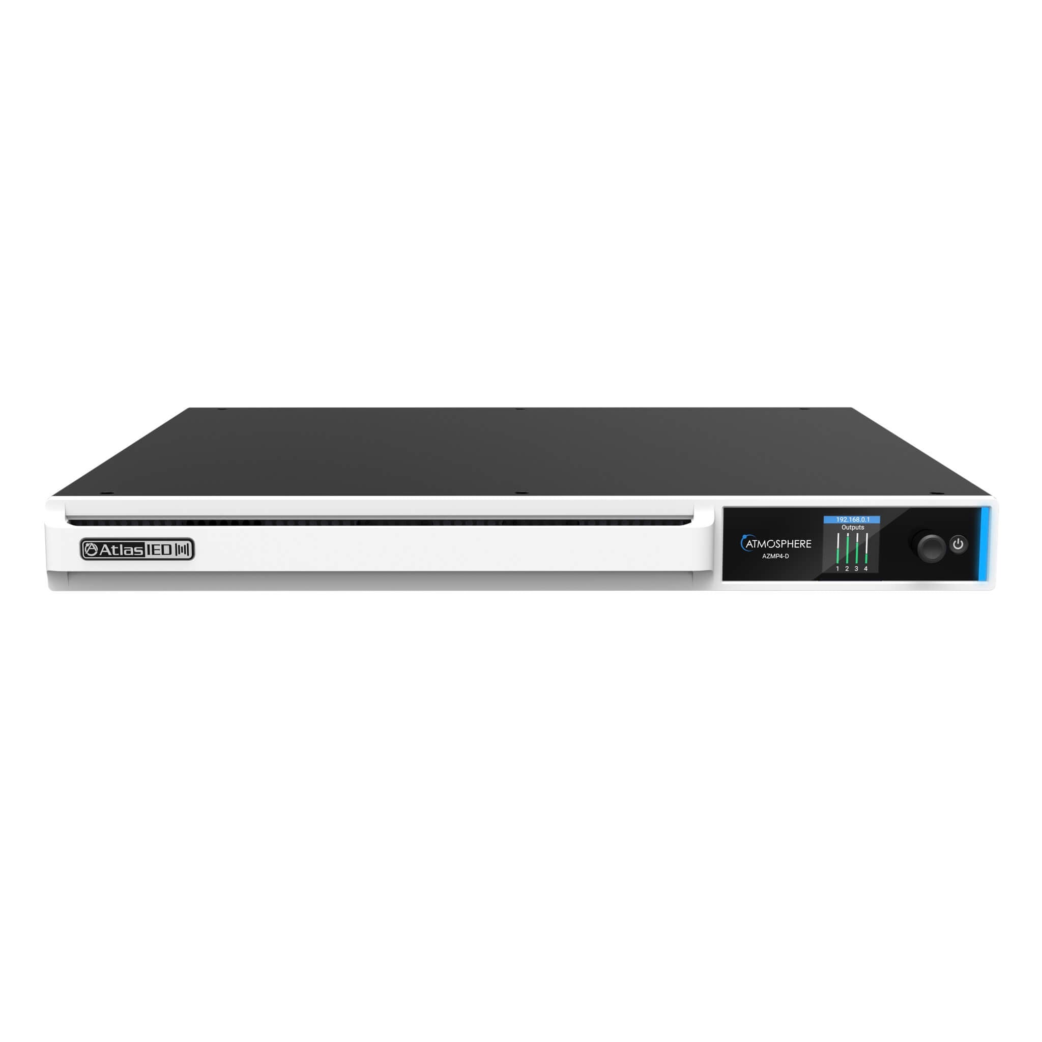 AtlasIED AZMP4-D - Atmosphere 4-Zone Signal Processor with 600W Amplifier and Dante, front tilted