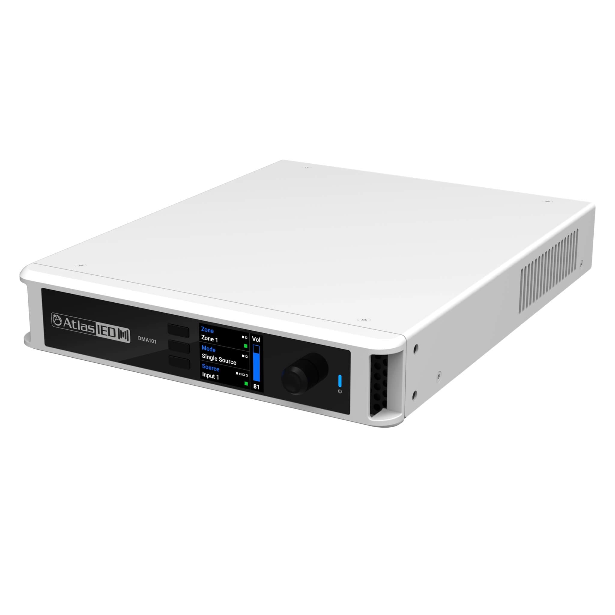 AtlasIED DMA101 - 100W Digital Mixer Amplifier with DSP, angled