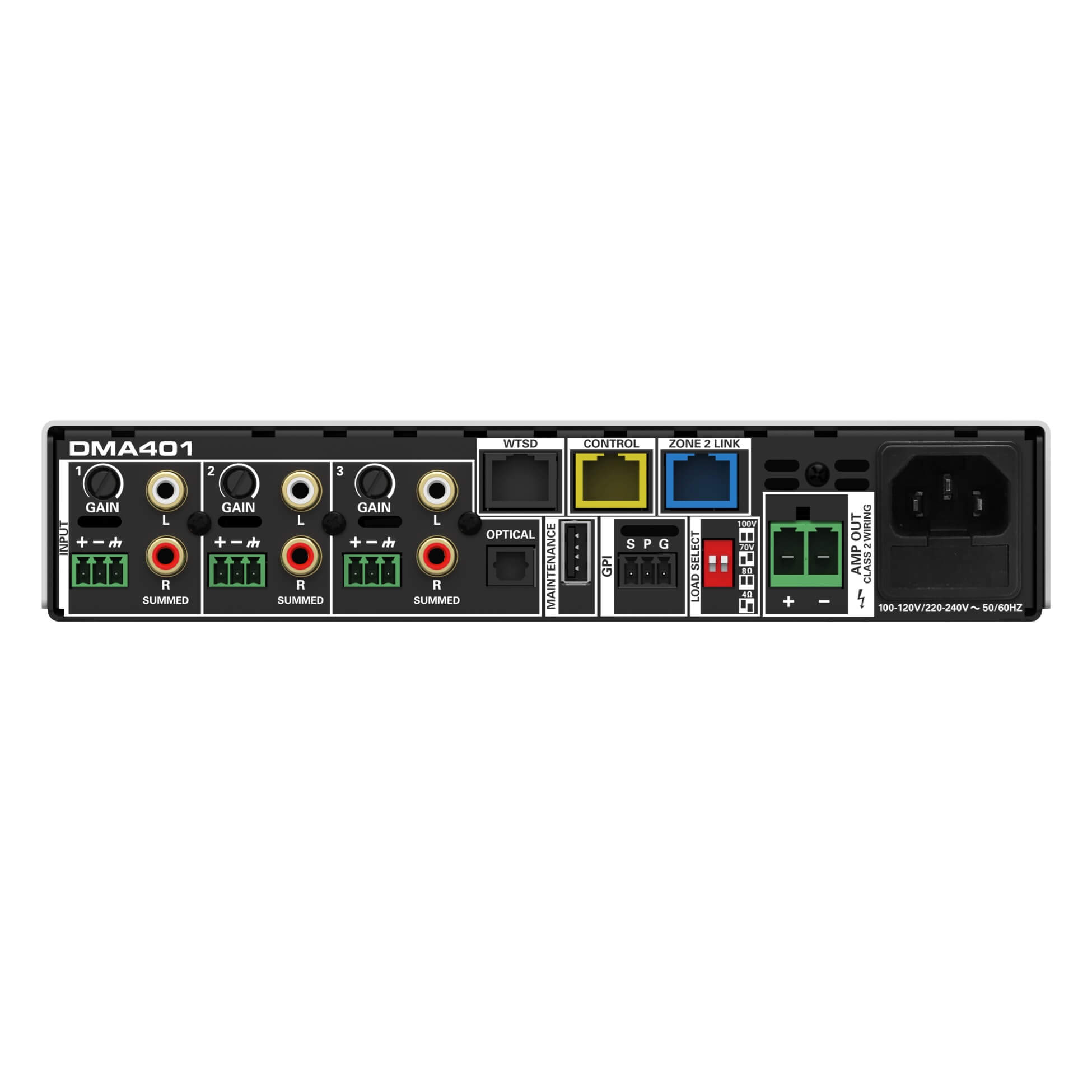 AtlasIED DMA401 - 400W Digital Mixer Amplifier with DSP, rear