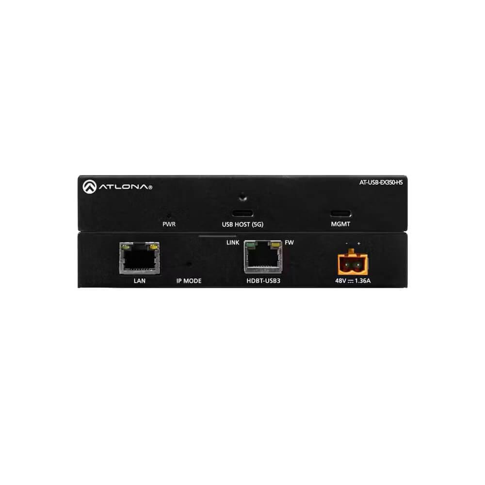 Atlona AT-USB-EX350-KIT - USB 3.2 Data Extender Kit, combined front and rear views of host endpoint