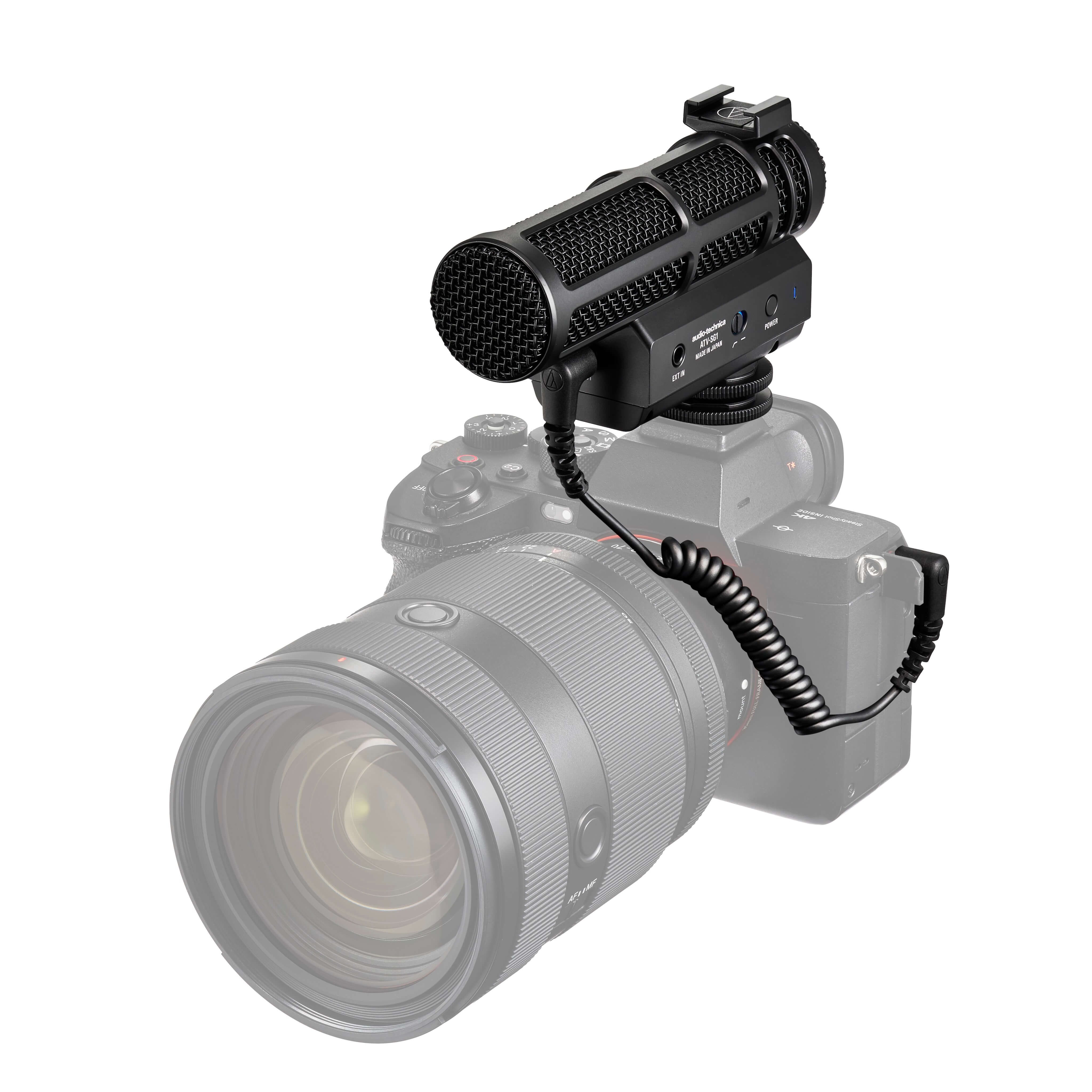 Audio-Technica ATV-SG1 - USB Rechargeable On-camera Shotgun Microphone, camera mount angle front