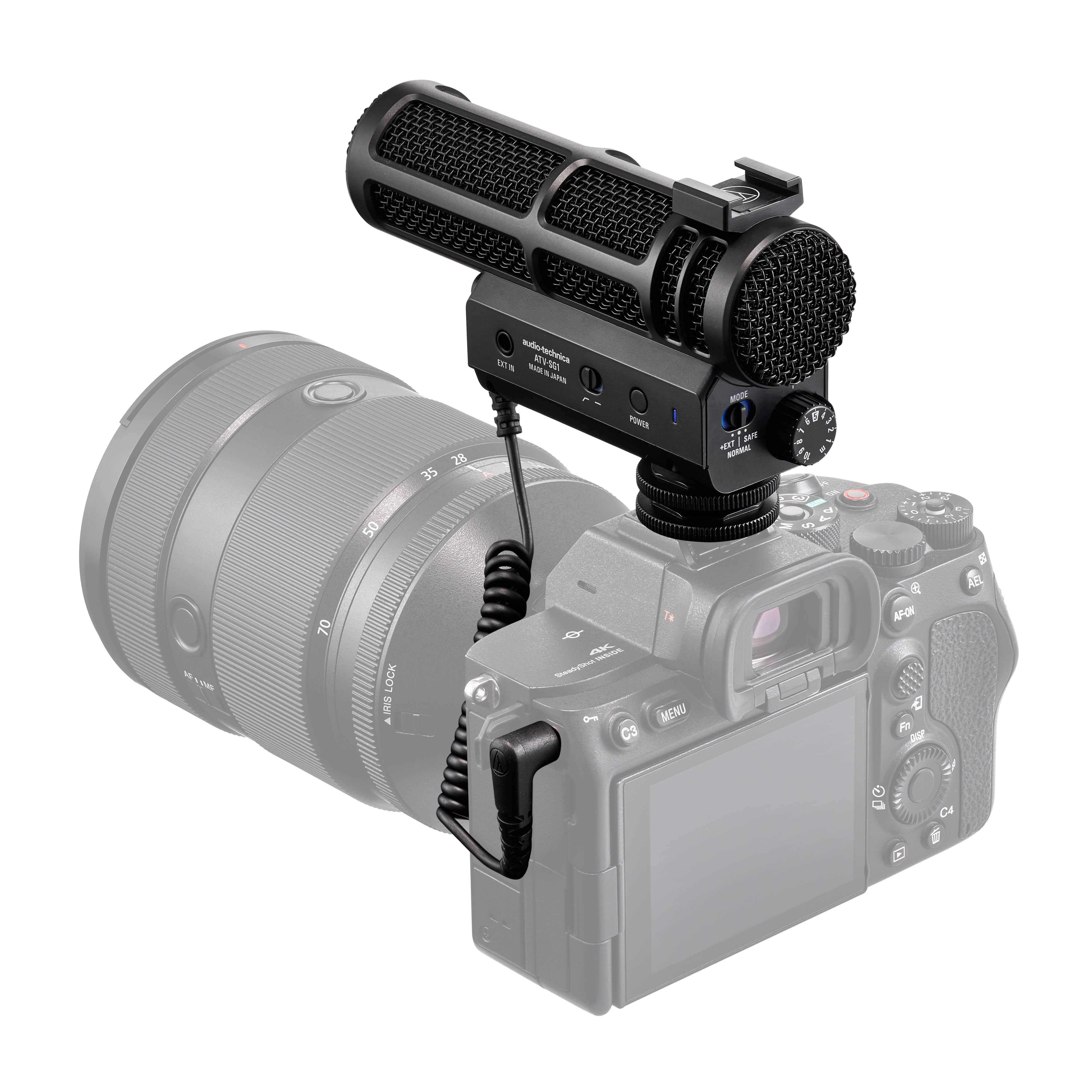 Audio-Technica ATV-SG1 - USB Rechargeable On-camera Shotgun Microphone, camera mount angle rear
