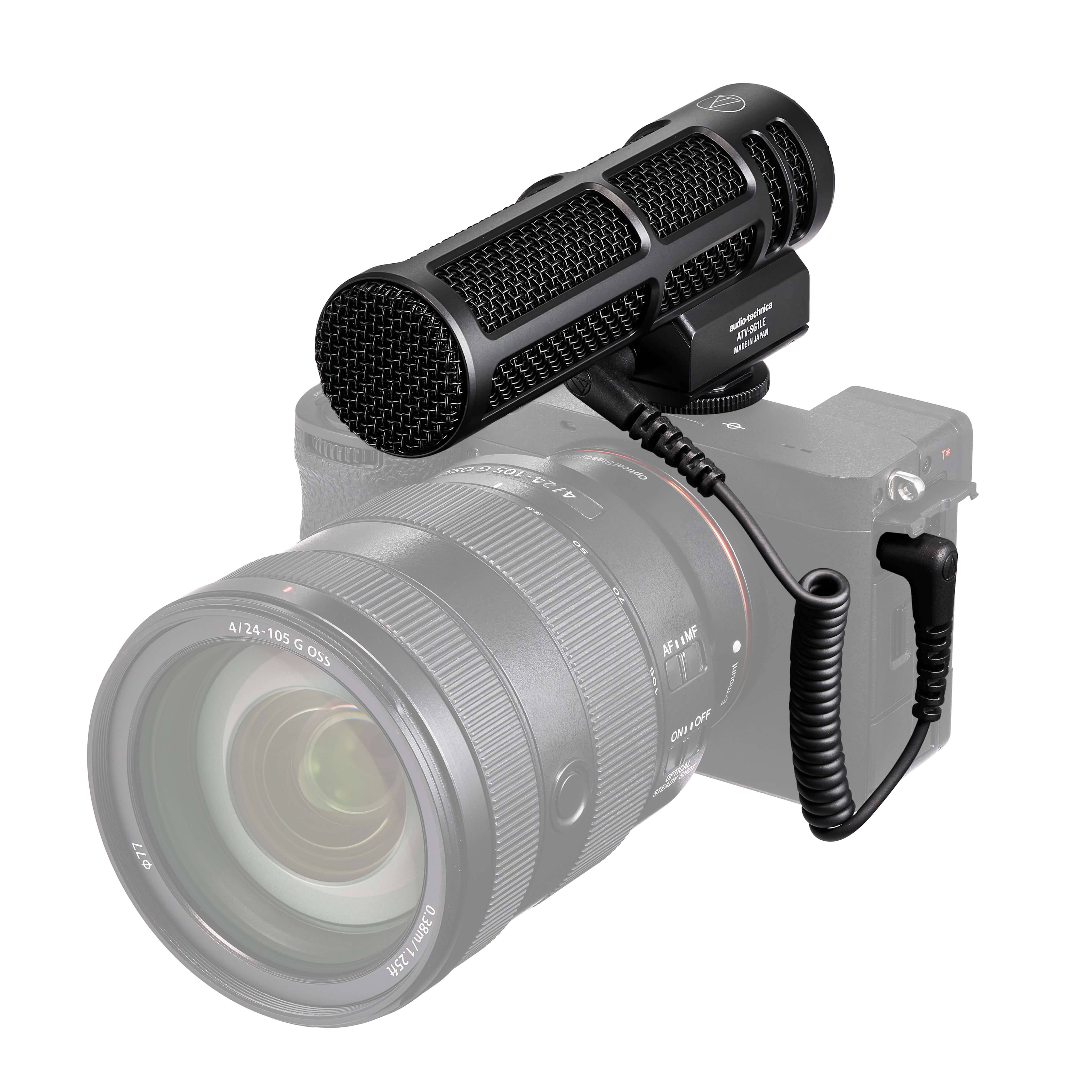 Audio-Technica ATV-SG1LE - On-camera Shotgun Microphone, camera mounted angle front
