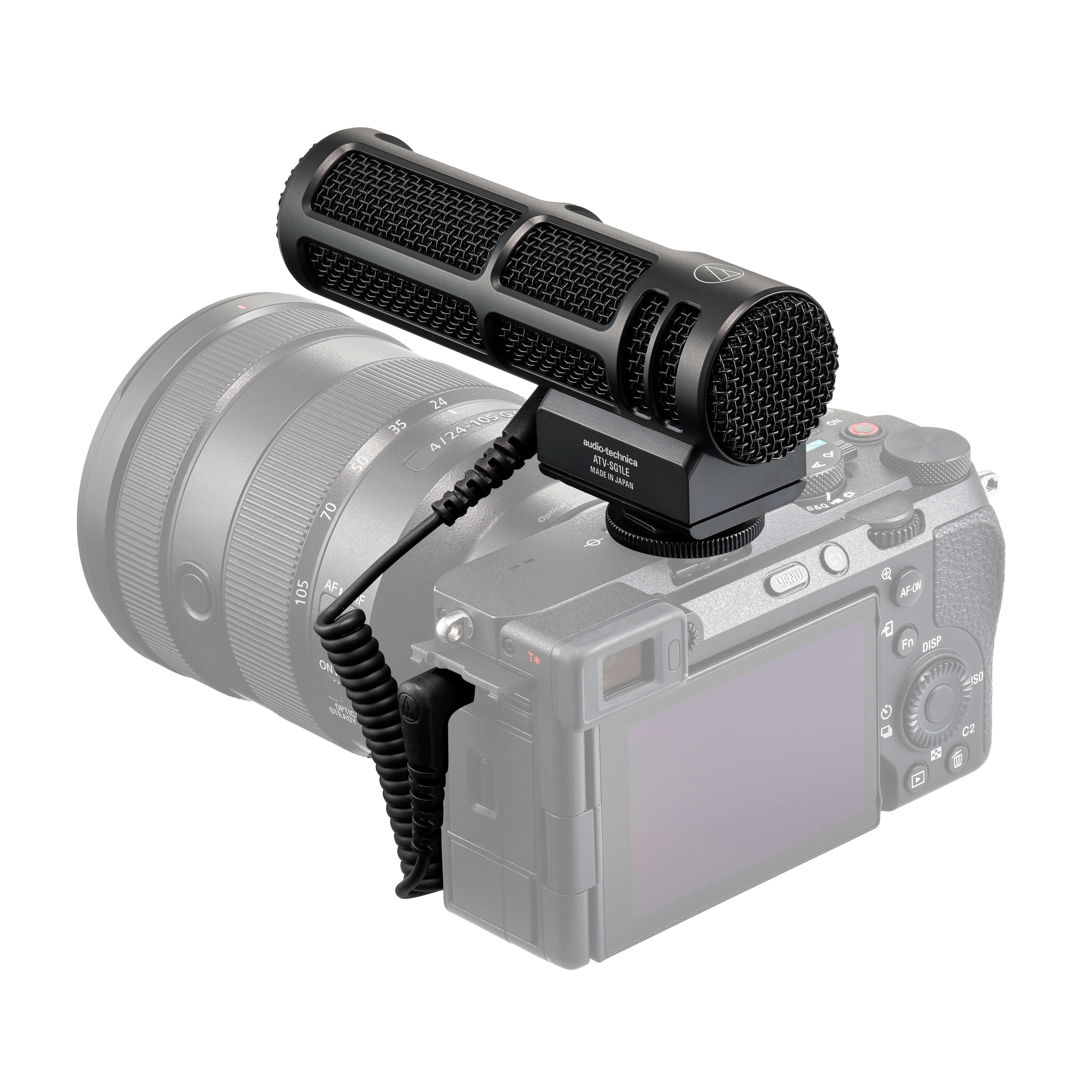 Audio-Technica ATV-SG1LE - On-camera Shotgun Microphone, camera mounted angle rear