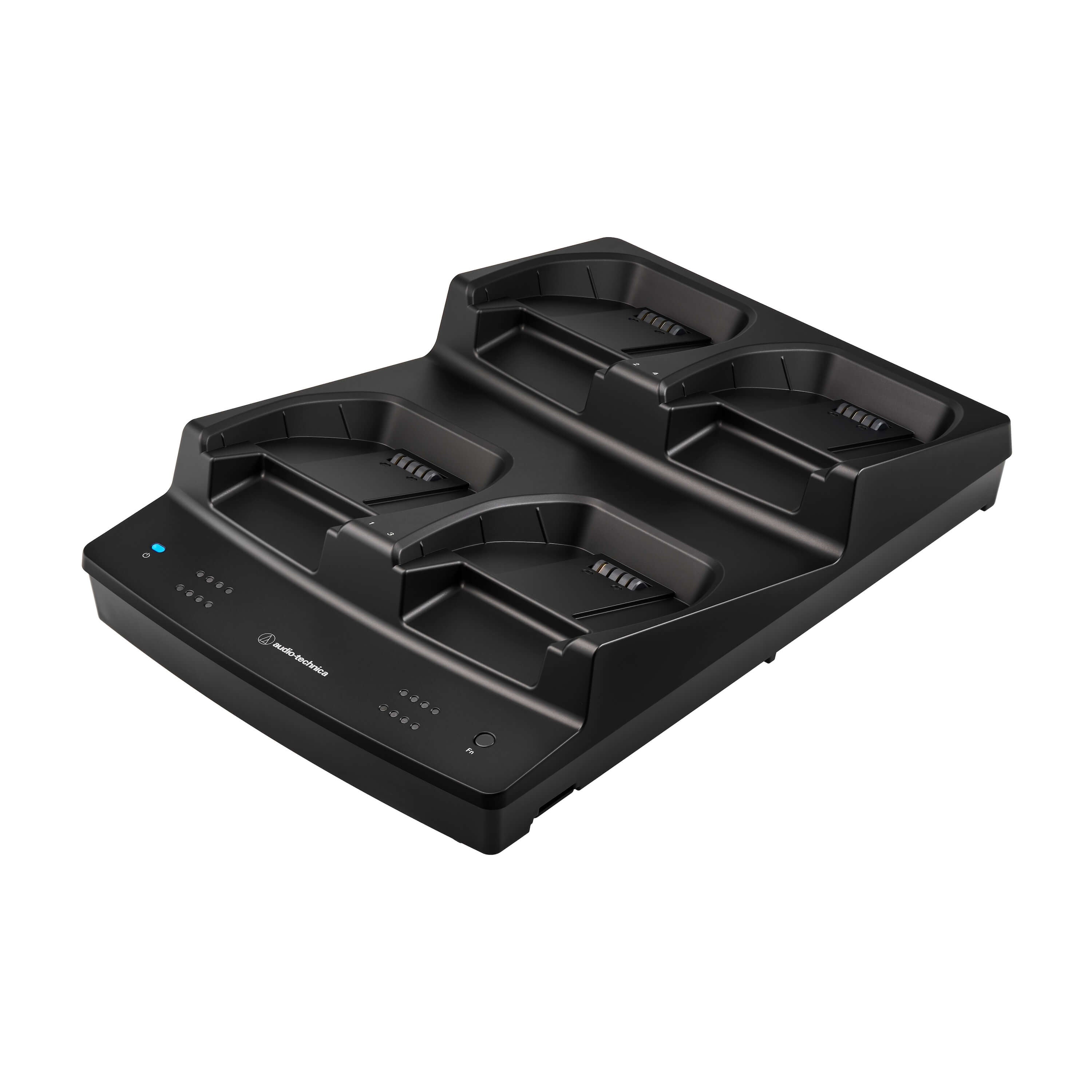 Audio-Technica ATW-CHG7 - D50 4-Bay Desk Stand Transmitter Charger, angled