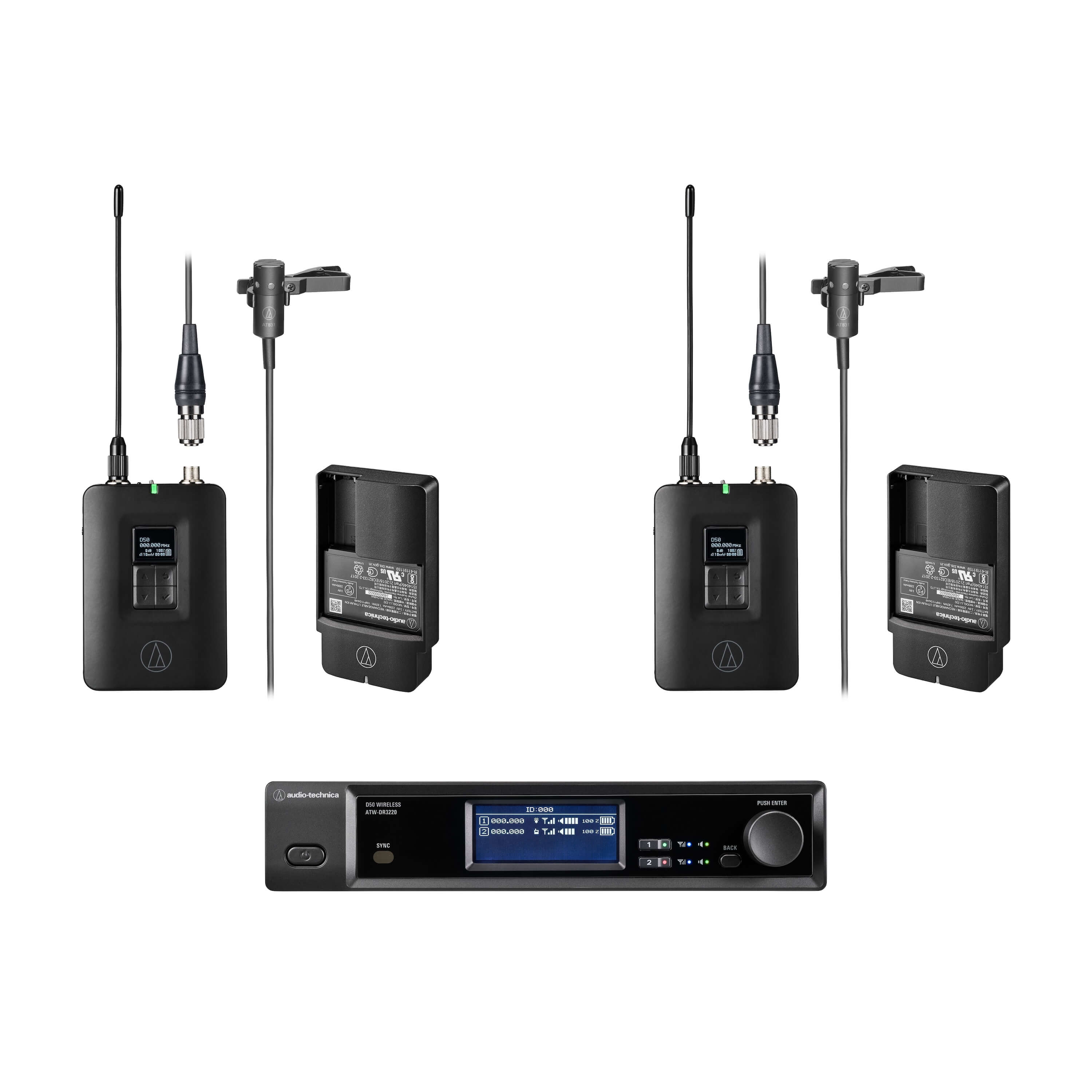 Audio-Technica ATW-D50-DRX-2BL - D50 2-Ch Body-Pack System with Lavalier Mics
