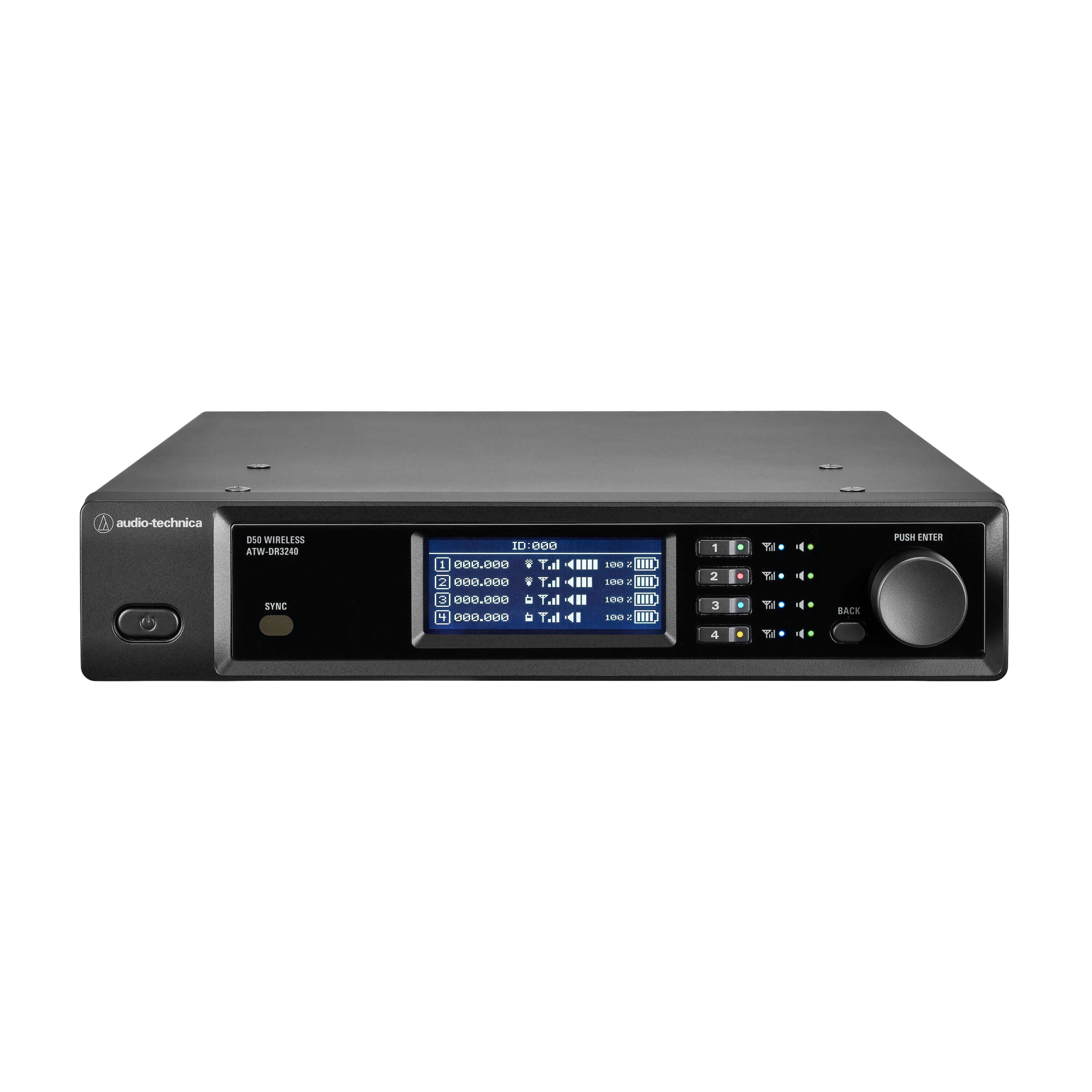 Audio-Technica ATW-DR3240DAN - D50 4-Ch Dante-Enabled Receiver, front tilt