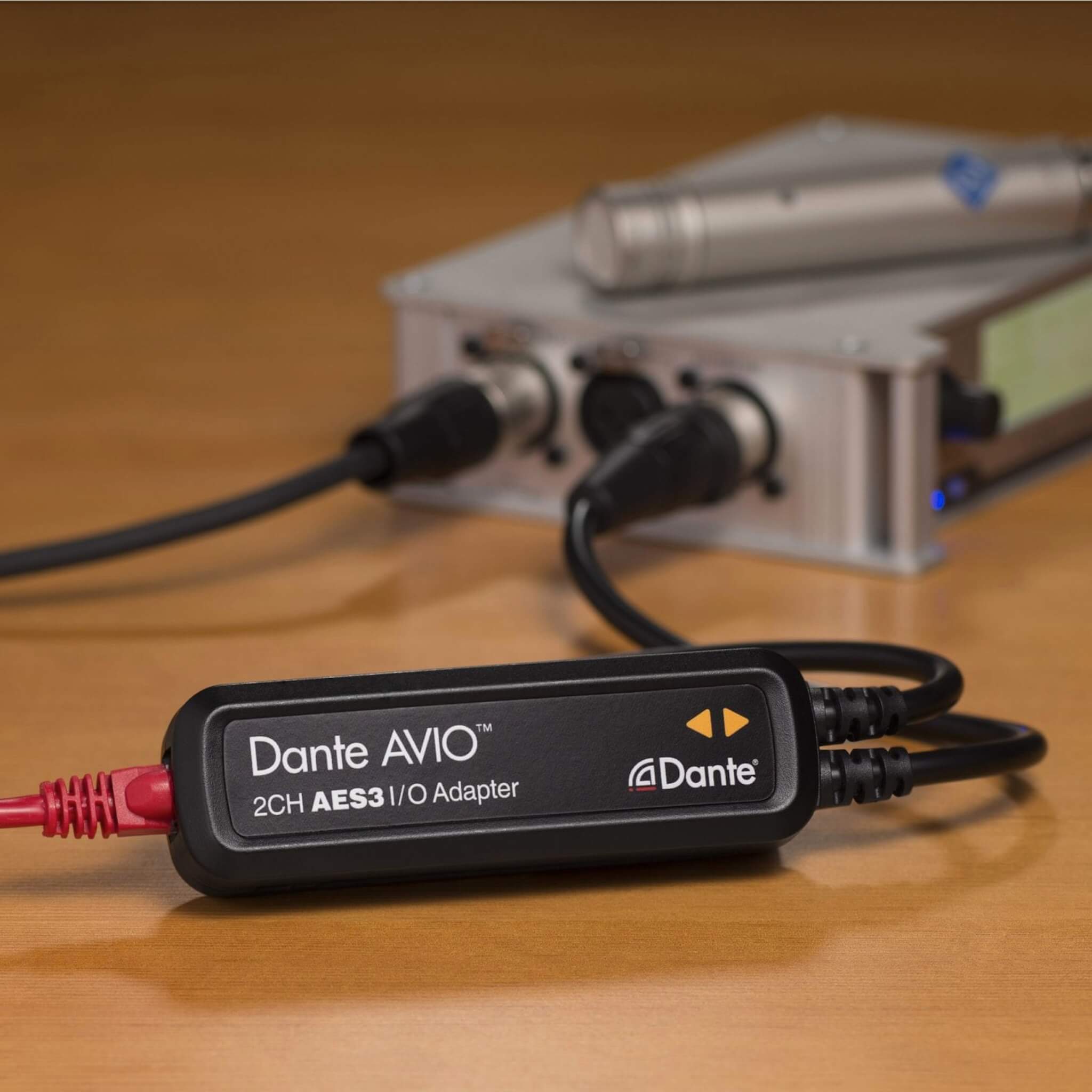 Audinate Dante AVIO 2-Channel AES3 I/O Adapter, connected