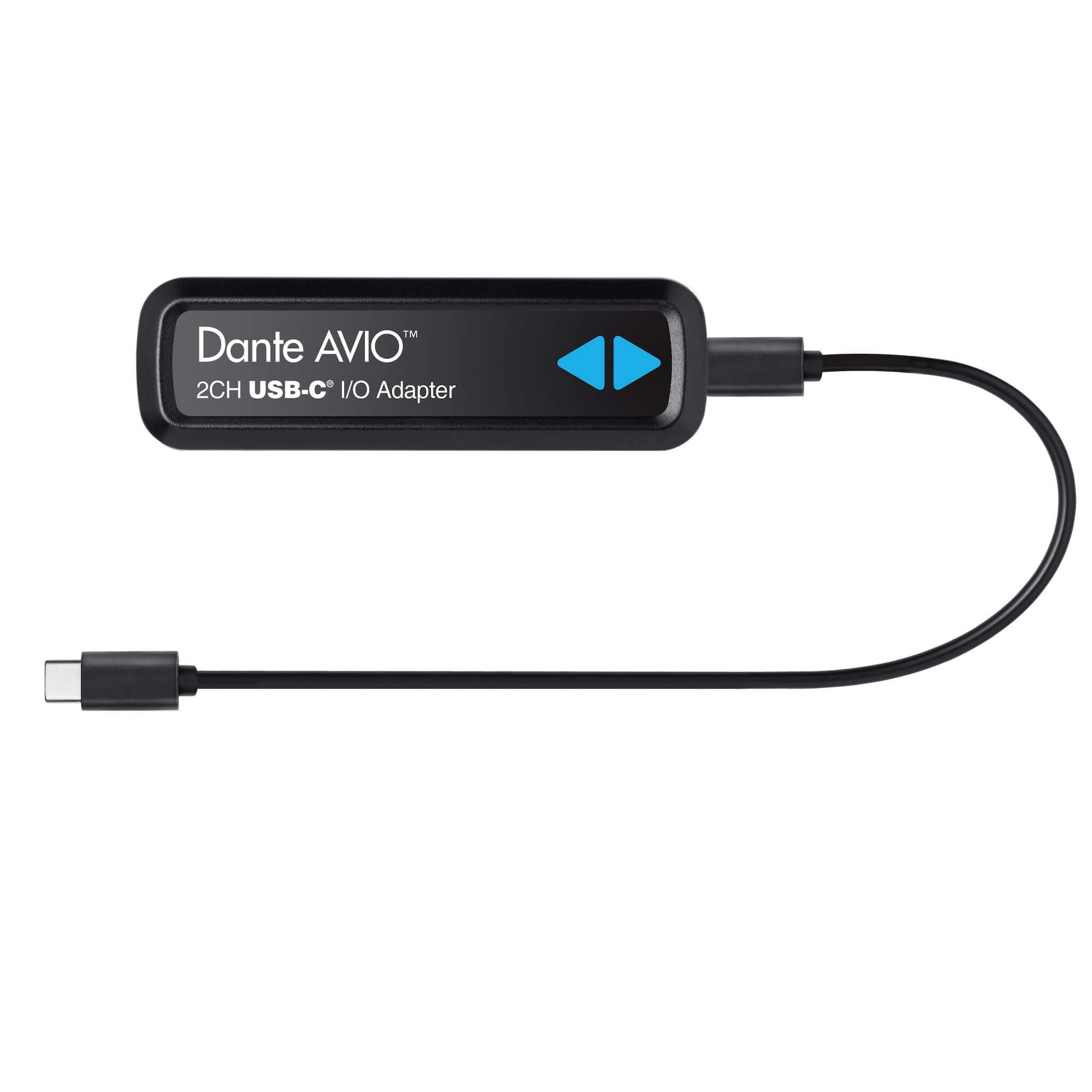 Audinate Dante AVIO 2-Channel USB-C I/O Adapter, plugged in