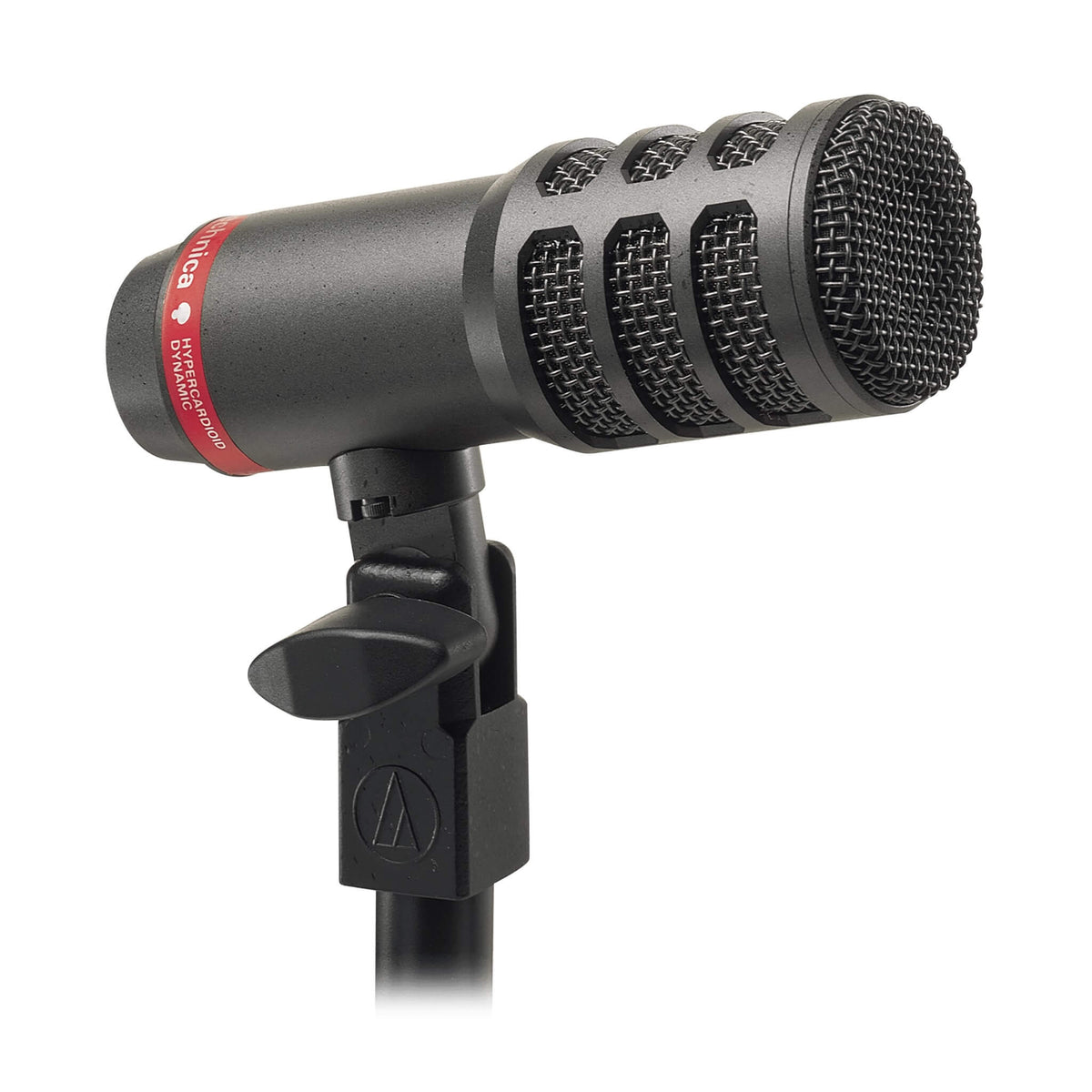 Audio-Technica ATM25 - Hypercardioid Dynamic Instrument Microphone with an integral stand clamp, angled