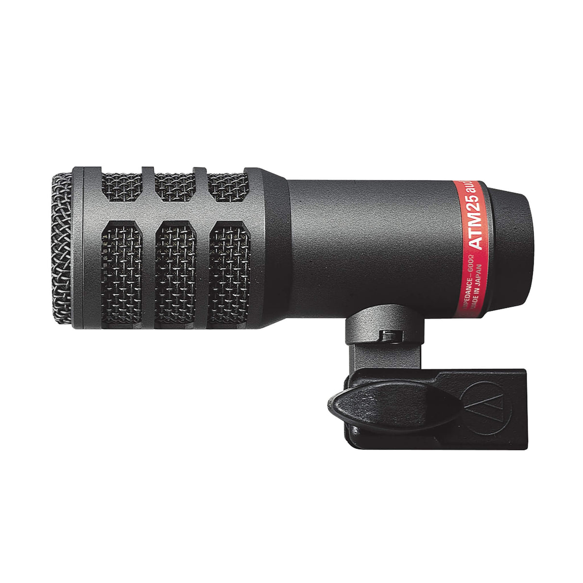 Audio-Technica ATM25 - Hypercardioid Dynamic Instrument Microphone with an integral stand clamp, side