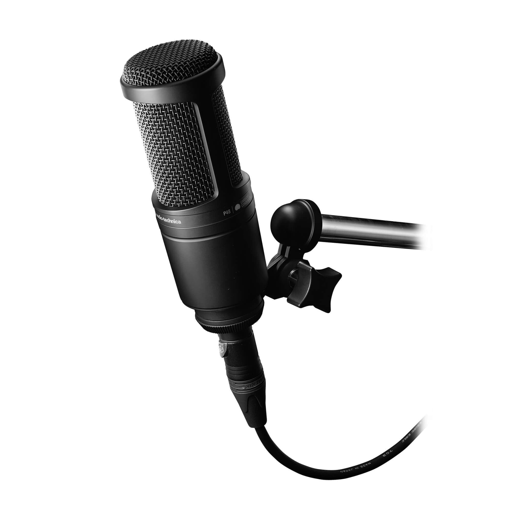 Audio-Technica AT2020 Cardioid Condenser Microphone with pivoting, threaded stand mount