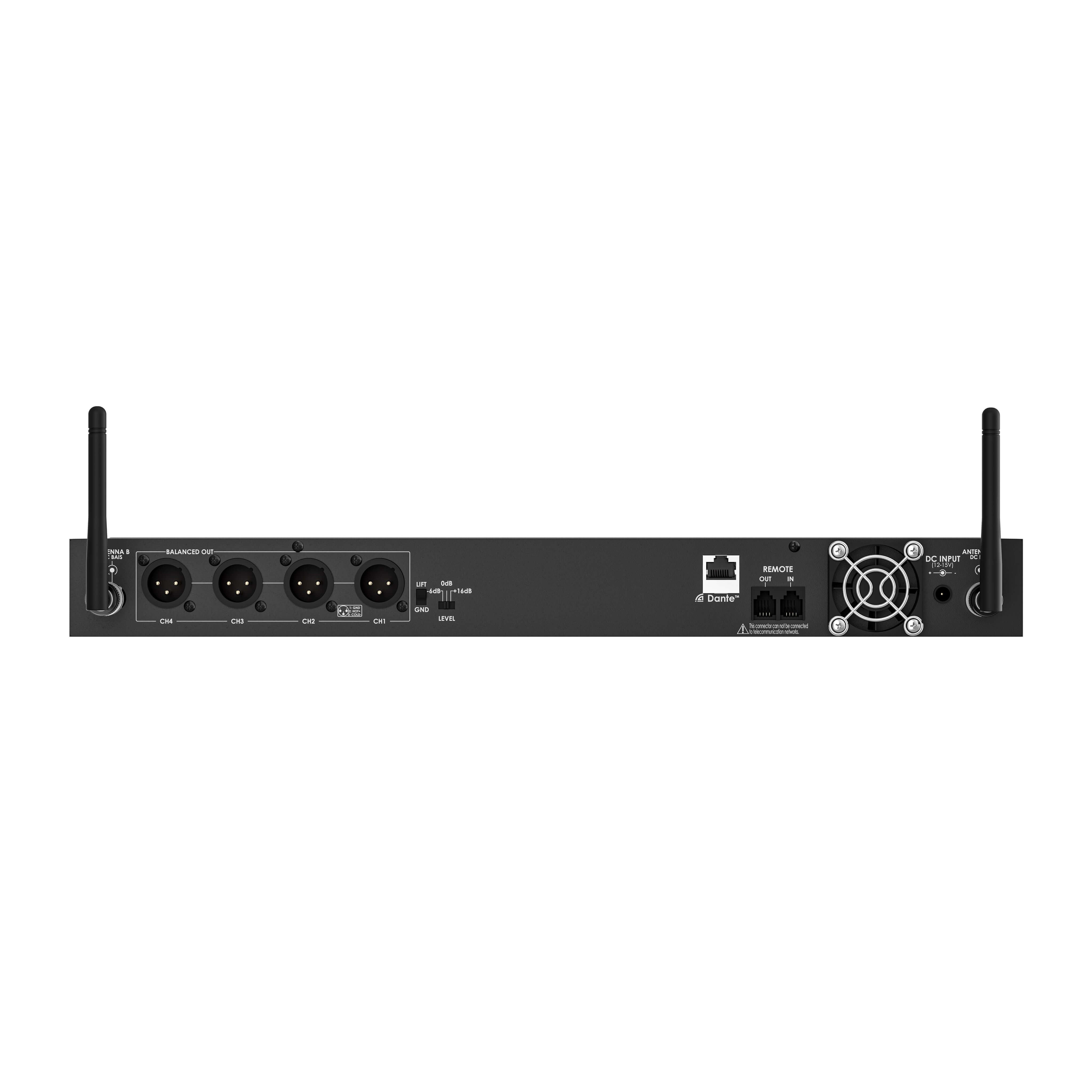 Audix Novacore NCR4 - 4-Channel Digital Wireless Receiver with Dante, back