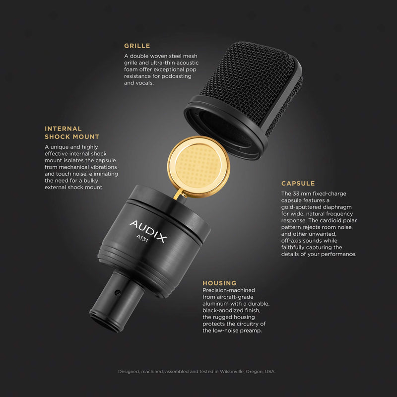 Audix A131 - Large Diaphragm Studio Condenser Microphone, diagram