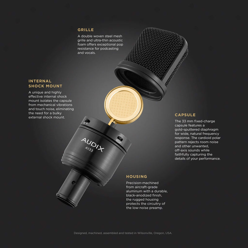 Audix A133 - Large Diaphragm Studio Condenser Microphone, diagram