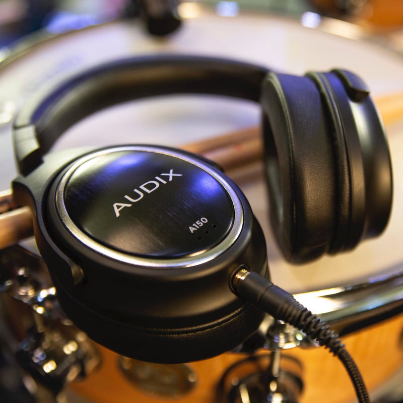 Audix A150 - Studio Reference Headphones, set on top of a snare drum